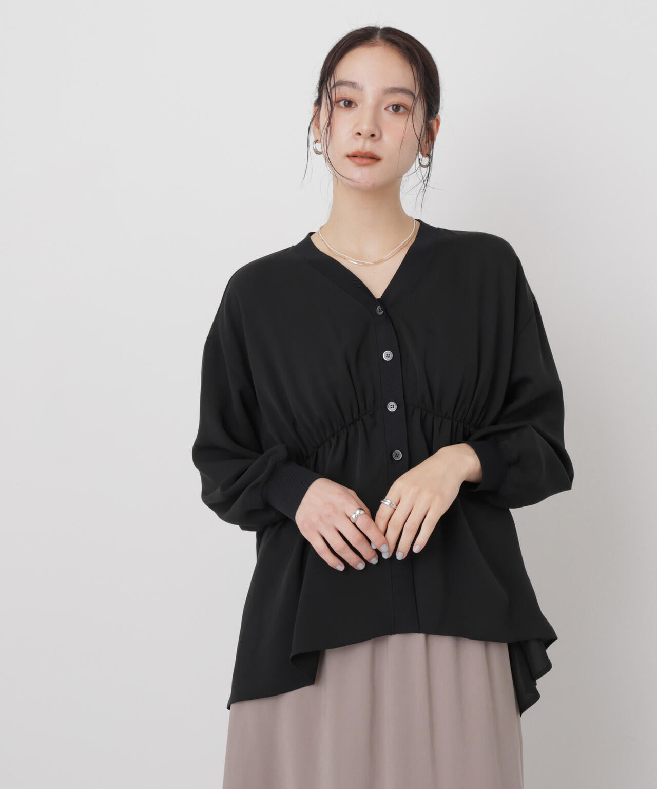 ジョーゼットギャザーカーディガン