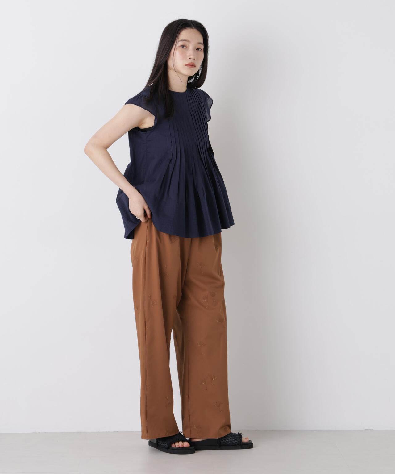 made in india タックステッチブラウス(セットアップ可)