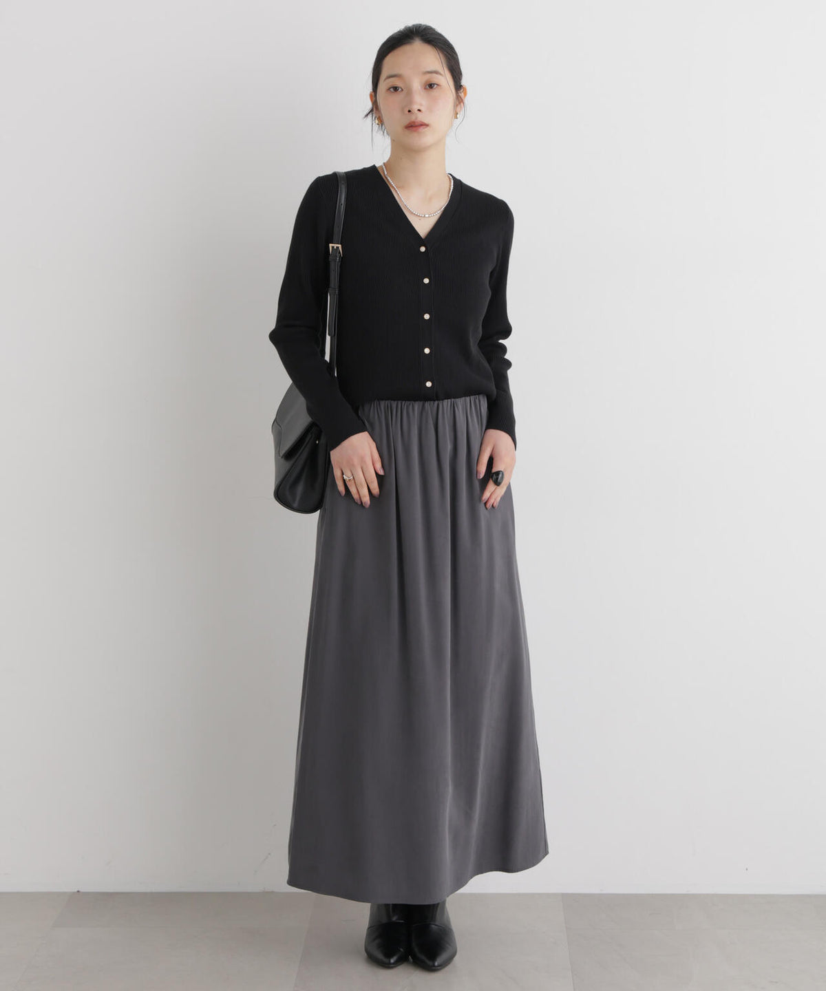 CICA&UVカット加工Vネックリブカーディガン