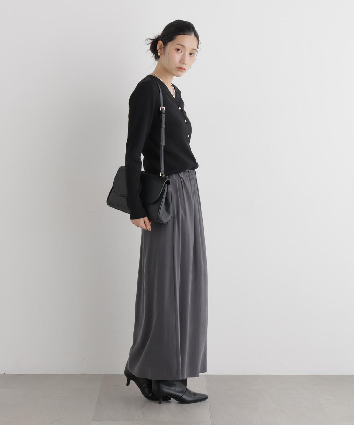 CICA&UVカット加工Vネックリブカーディガン
