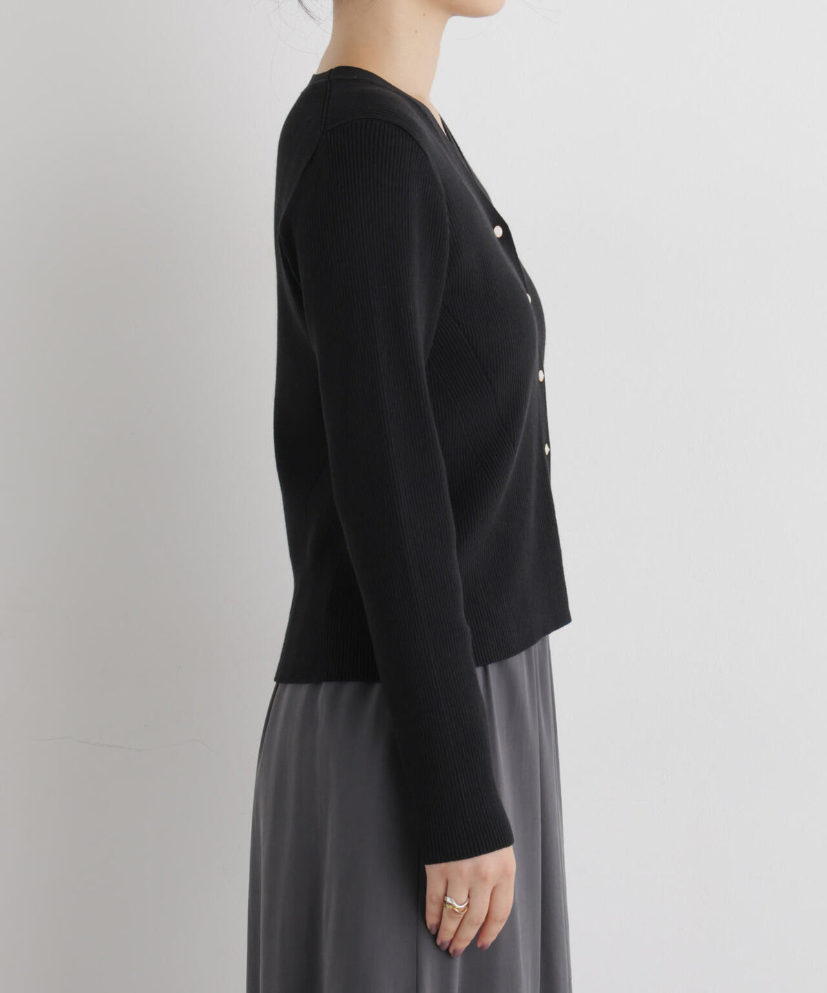CICA&UVカット加工Vネックリブカーディガン