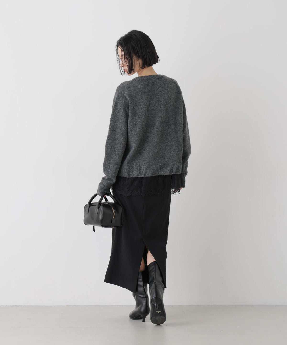 レースドッキングニットカーディガン