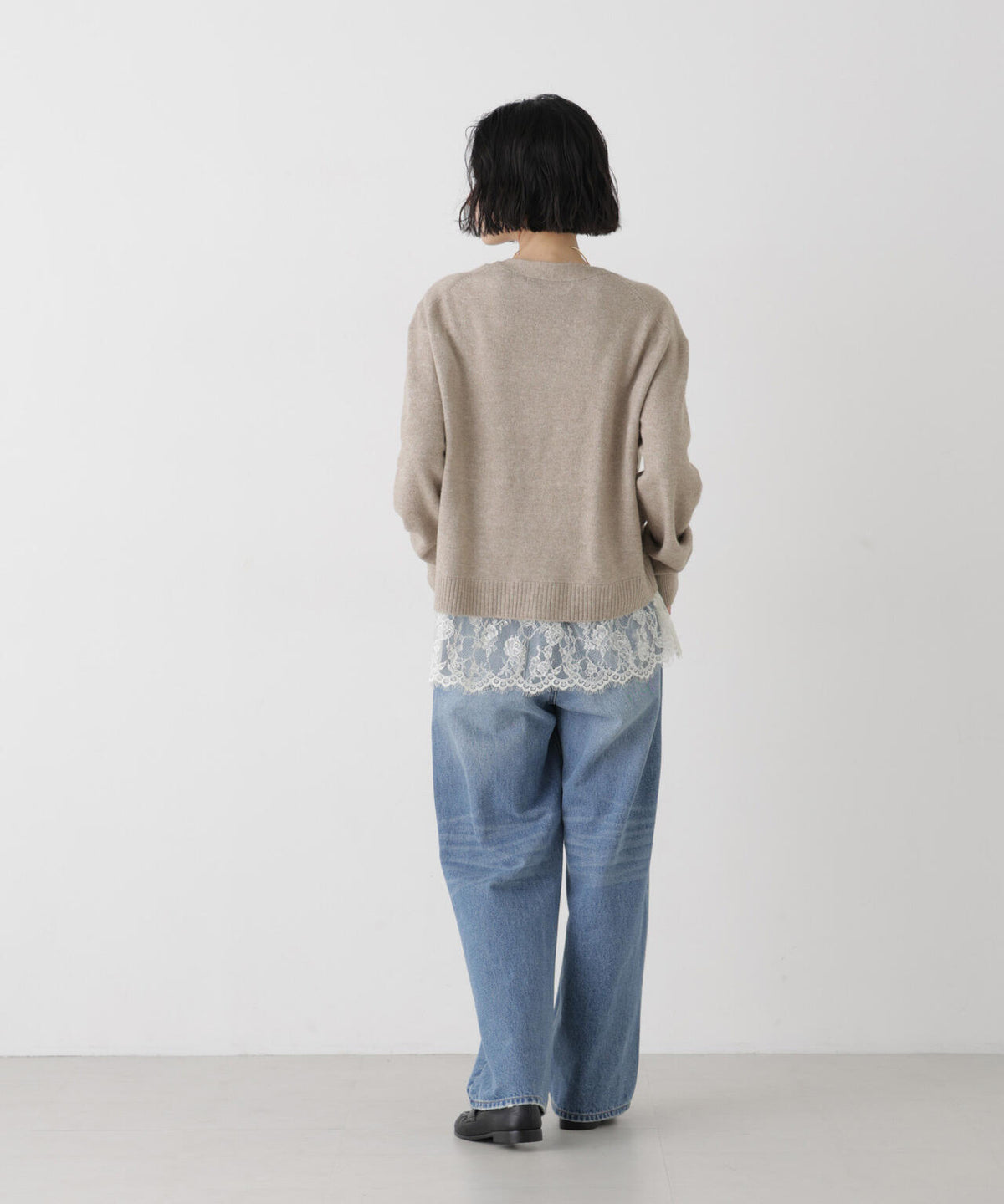 レースドッキングニットカーディガン