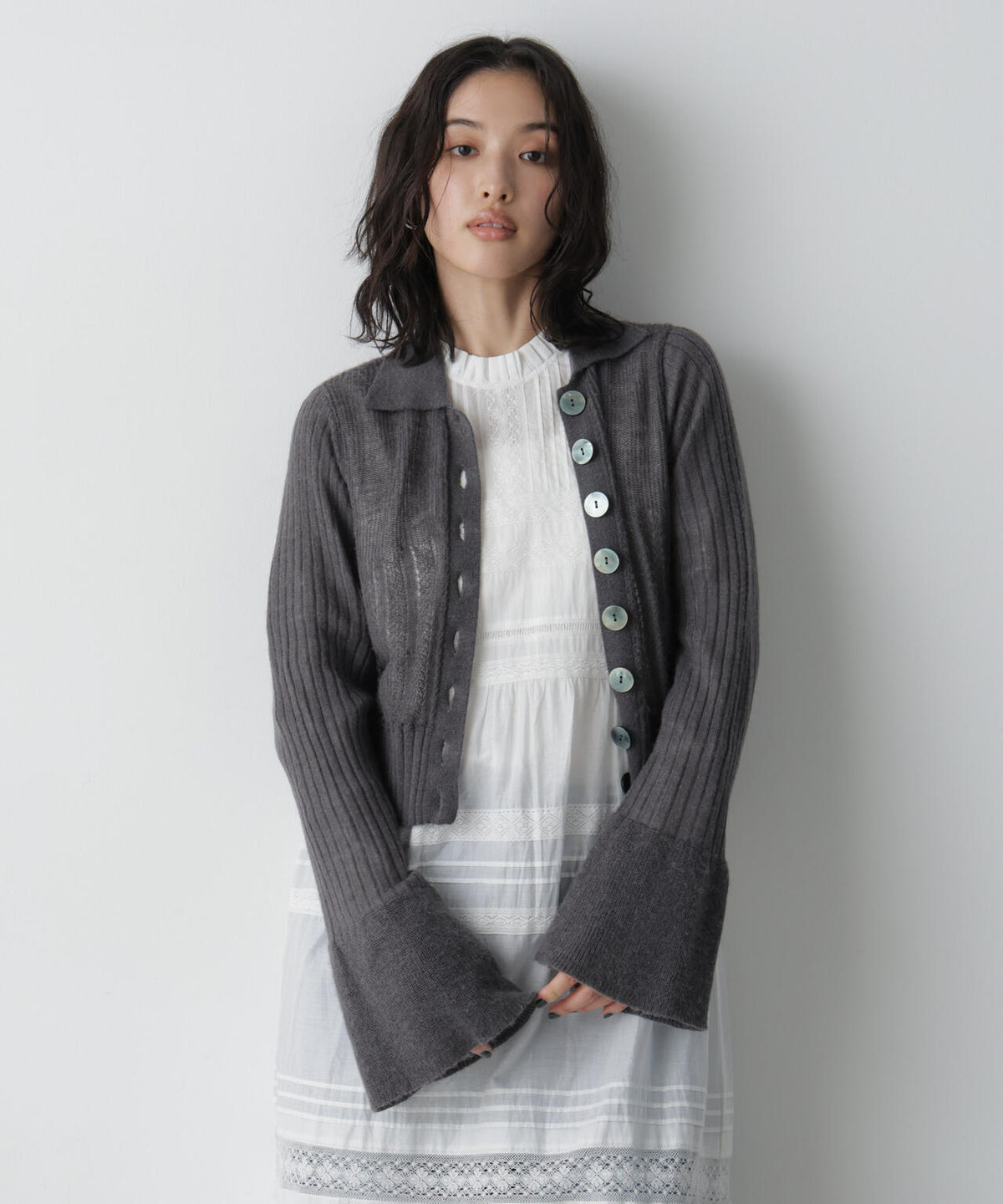 「STEVELOUR」アルパカ混フラワースリーブガーデ