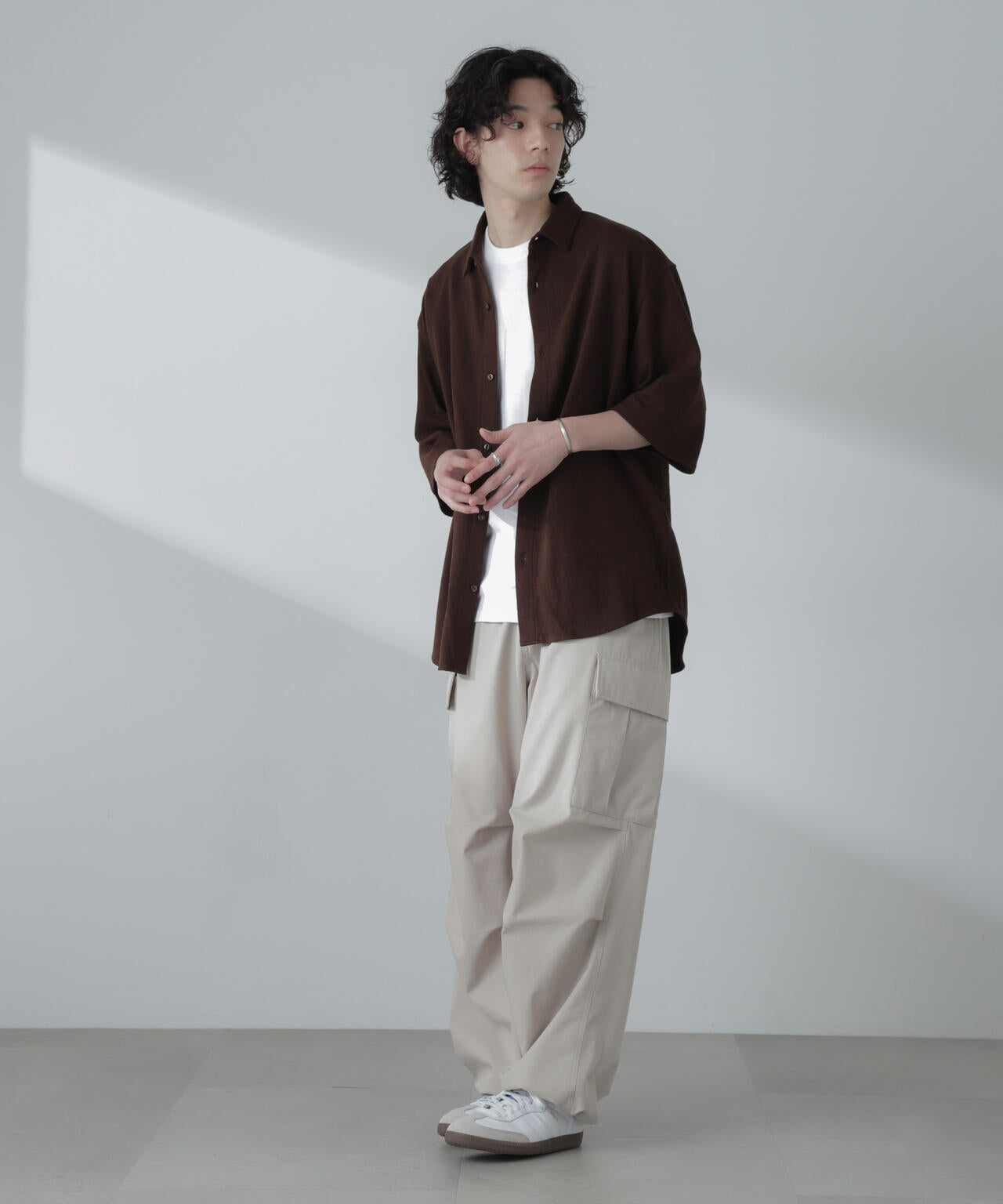 ヘリンボーン起毛シャツ 半袖(セットアップ可)