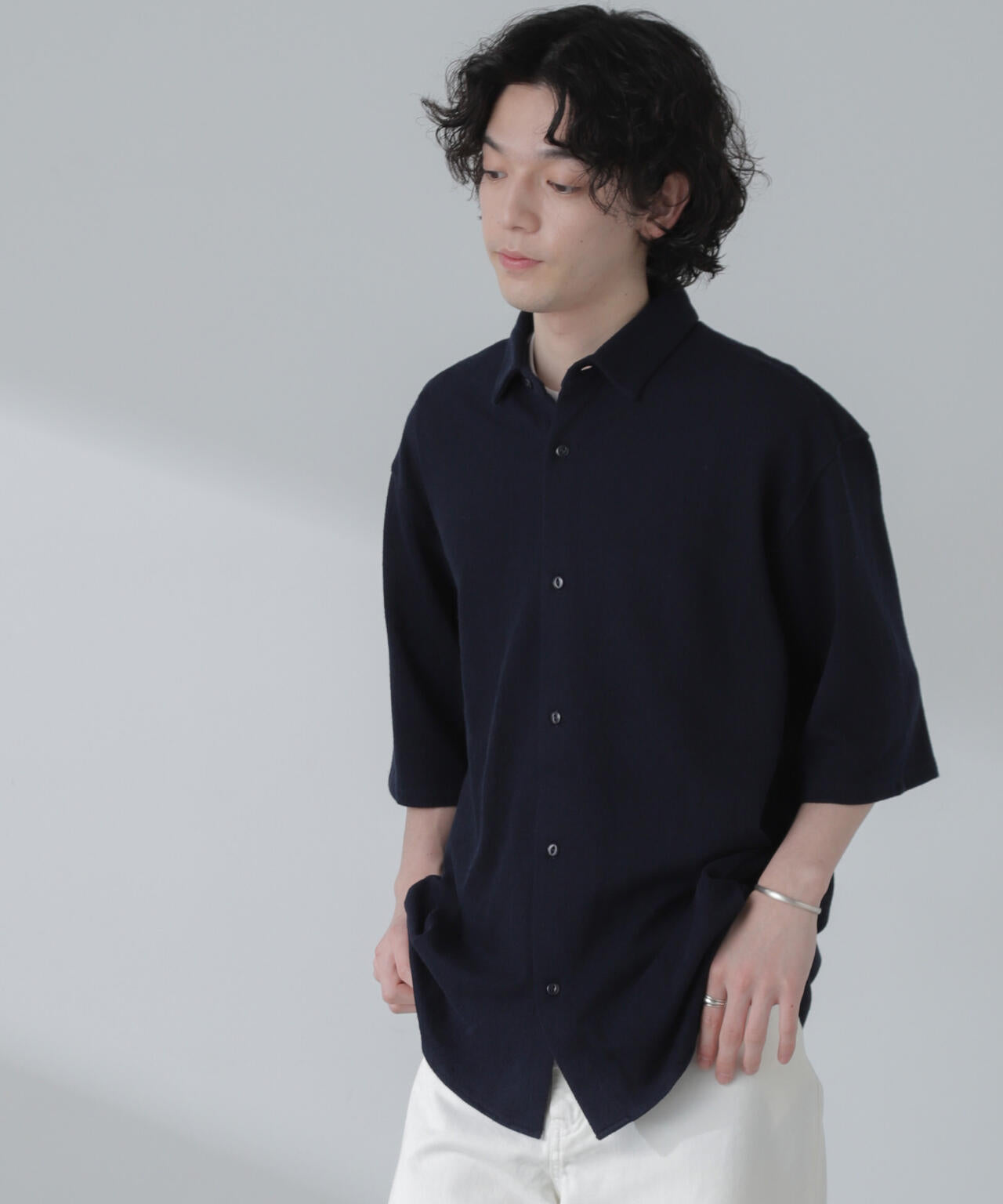ヘリンボーン起毛シャツ 半袖(セットアップ可)
