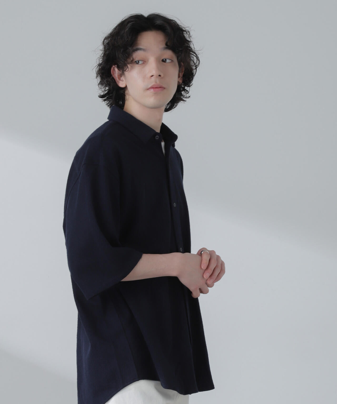 ヘリンボーン起毛シャツ 半袖(セットアップ可)