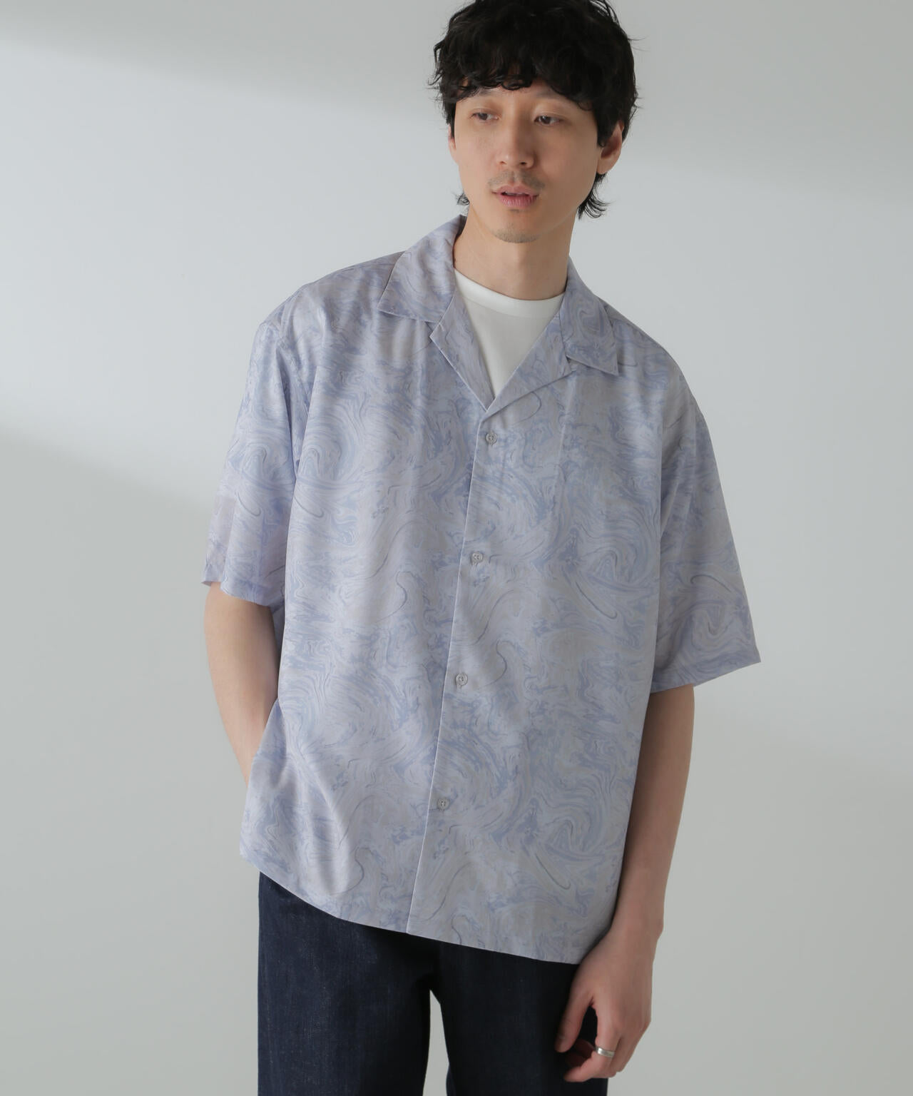 オリジナルパターンドレープシャツ 半袖