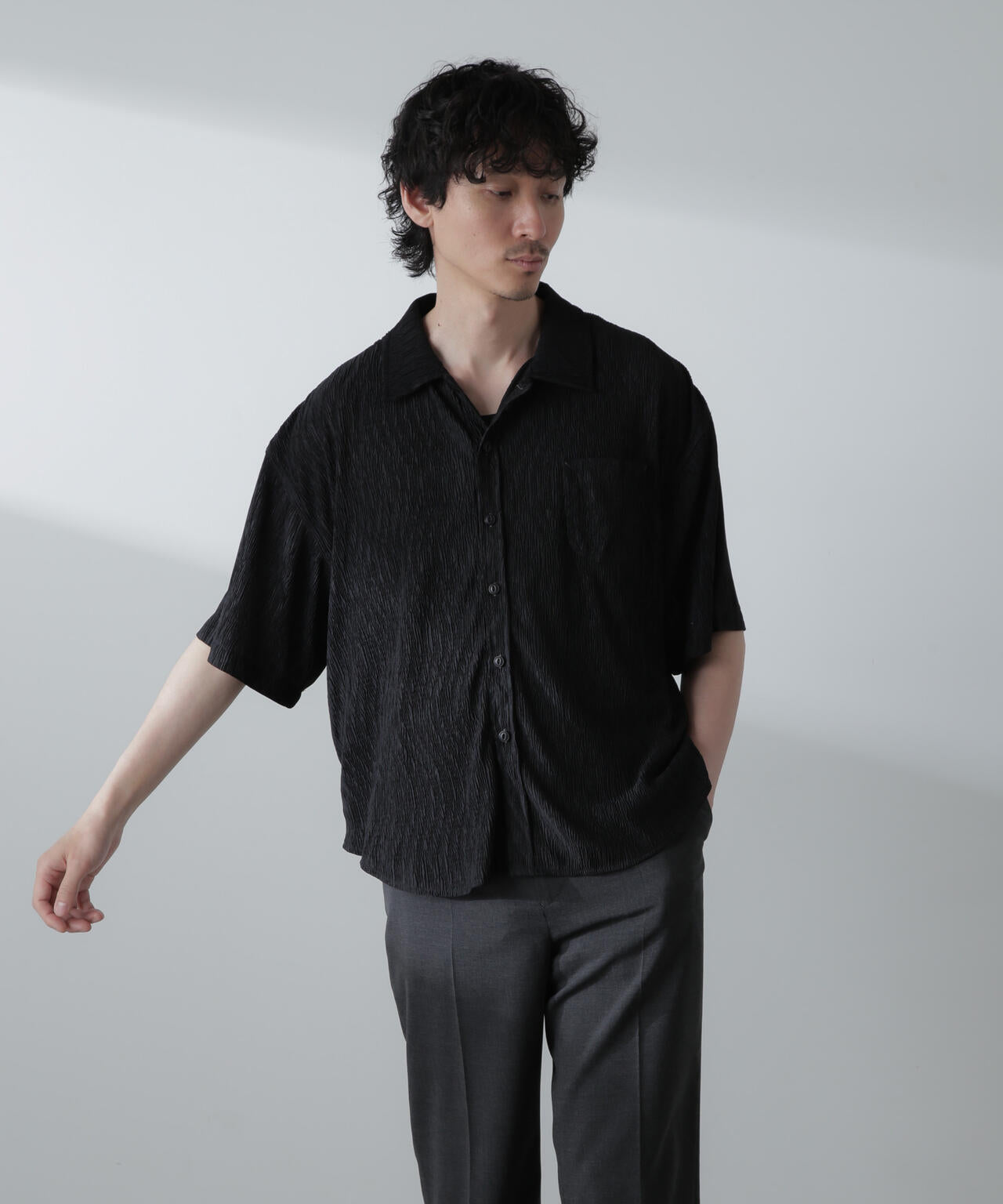NORMANBROS別注スラッシュポケット楊柳シャツ 半袖