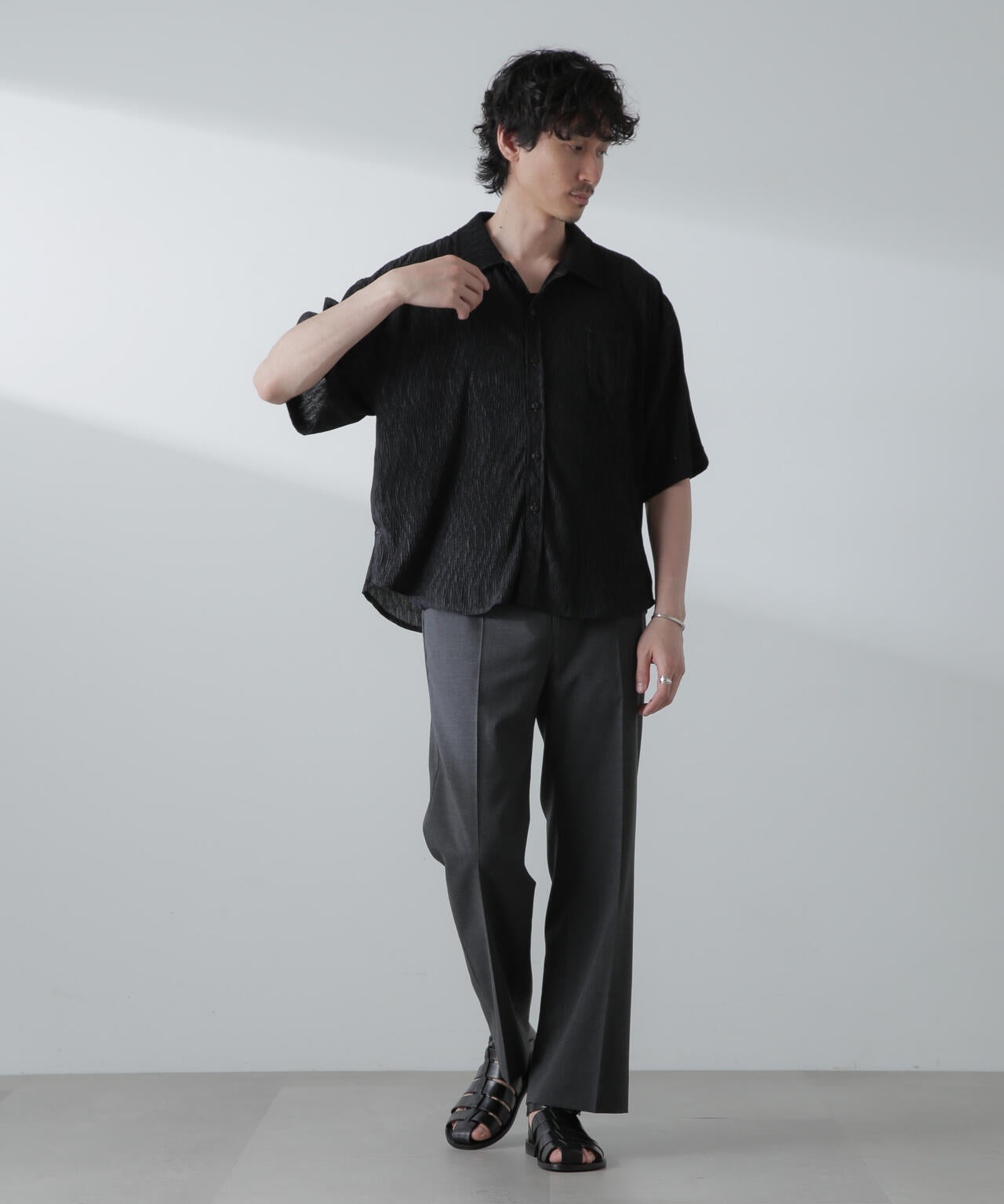 NORMANBROS別注スラッシュポケット楊柳シャツ 半袖