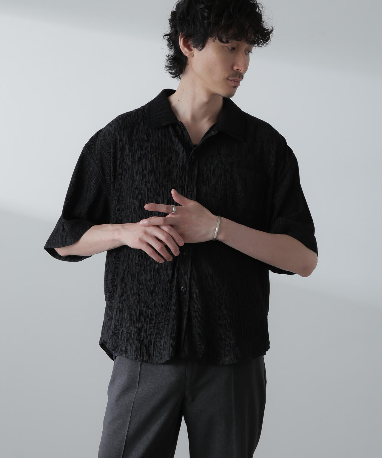 NORMANBROS別注スラッシュポケット楊柳シャツ 半袖