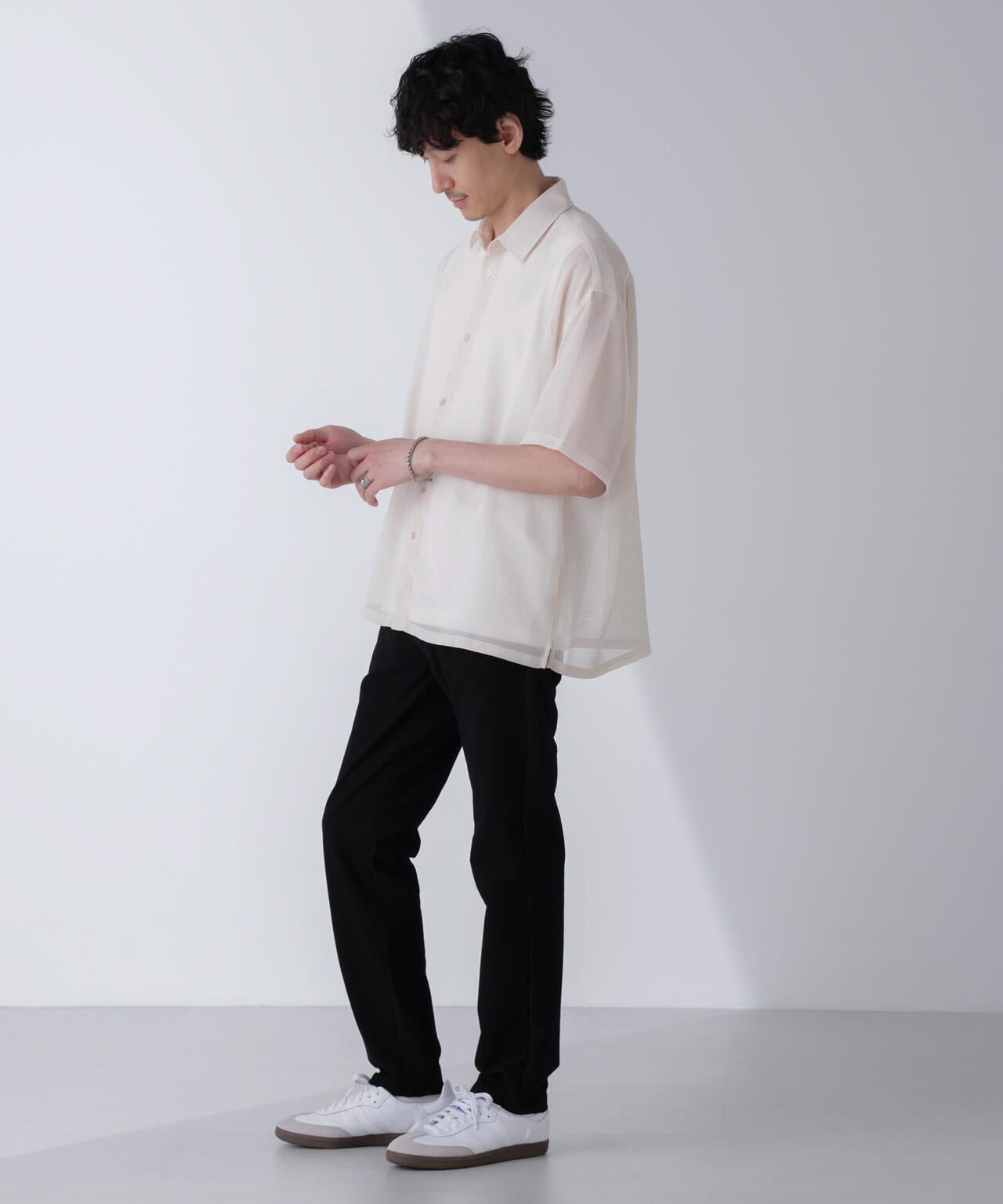 レギュラーカラーテックメッシュシャツ 半袖