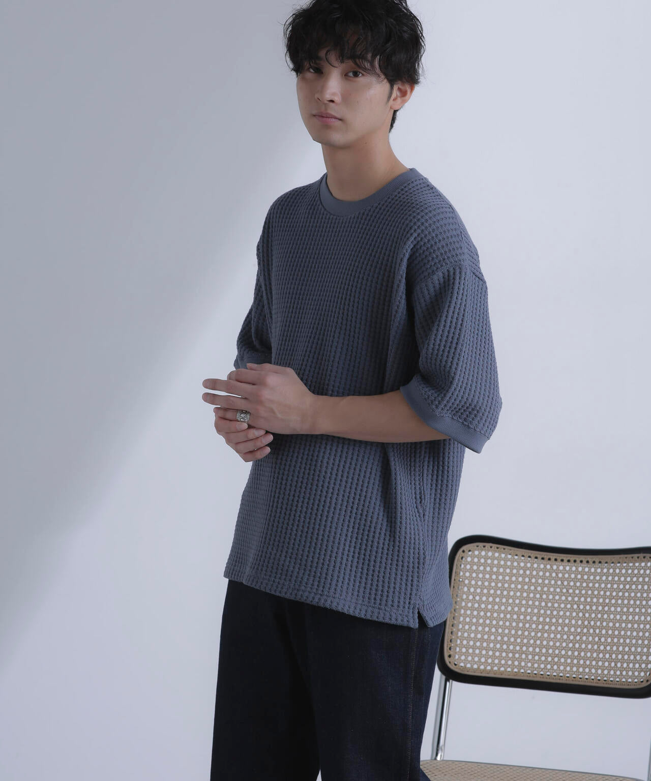 オニワッフルビッグTシャツ 五分袖