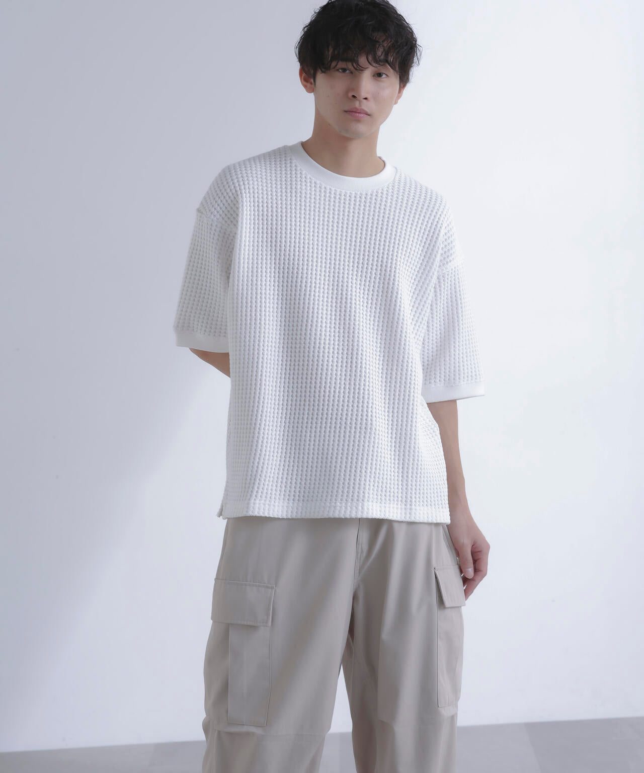 オニワッフルビッグTシャツ 五分袖