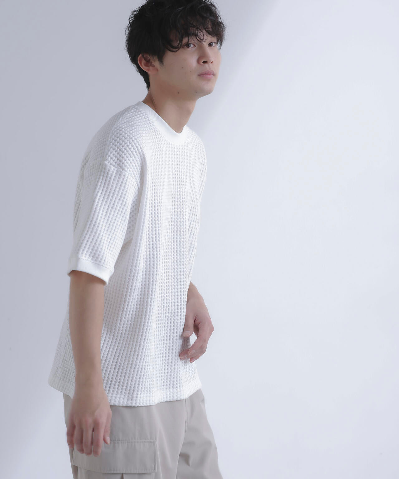 オニワッフルビッグTシャツ 五分袖