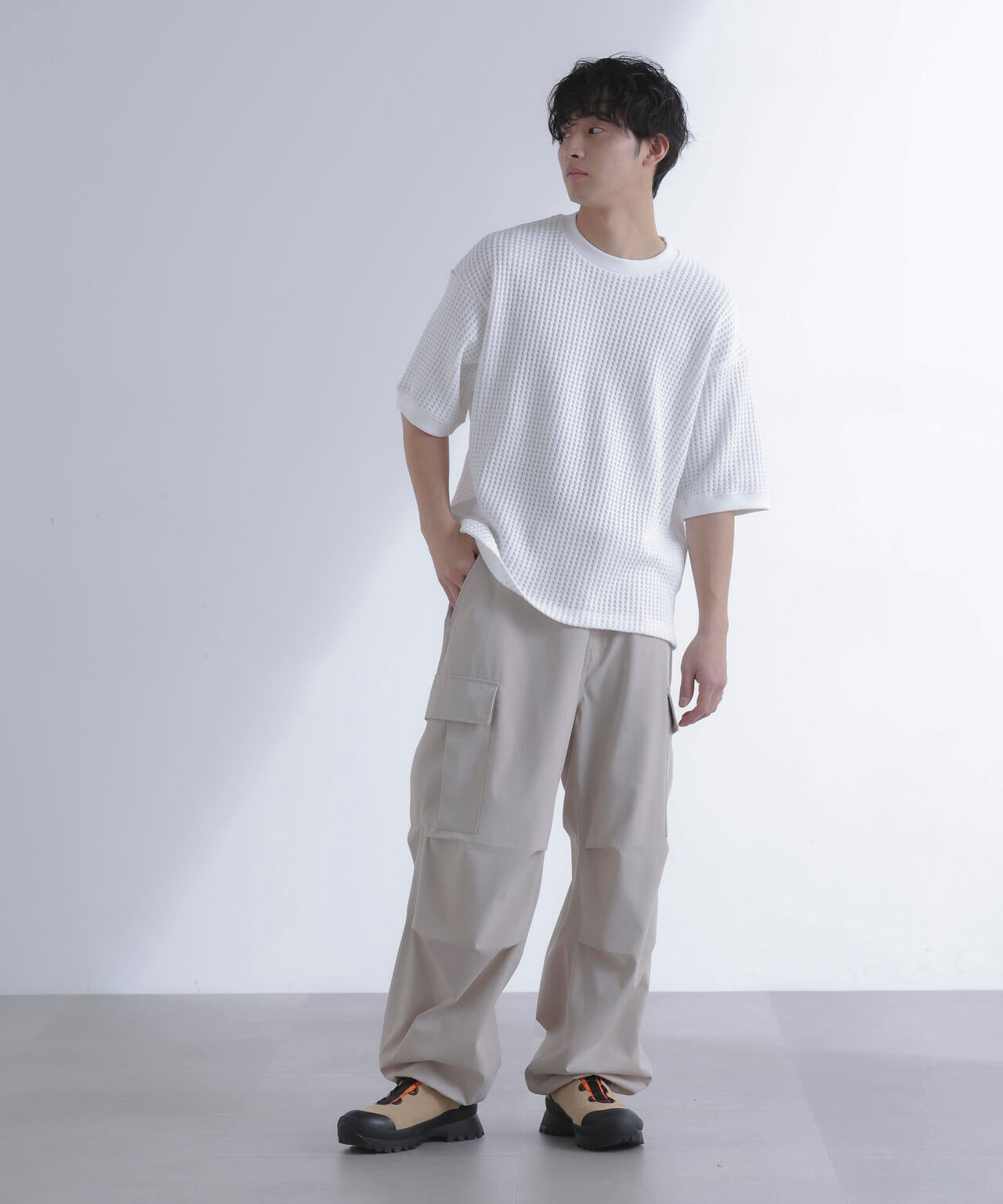 オニワッフルビッグTシャツ 五分袖