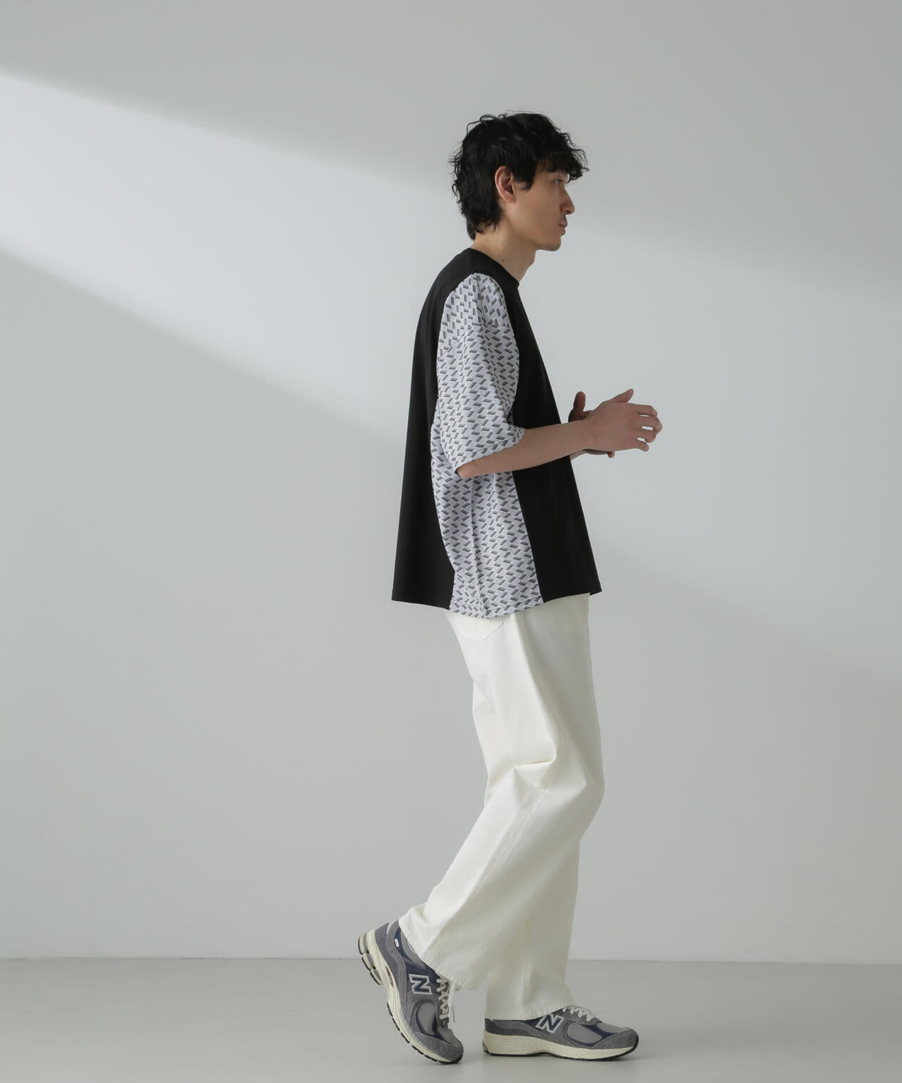 切り替えパターンTシャツ 半袖(セットアップ可）