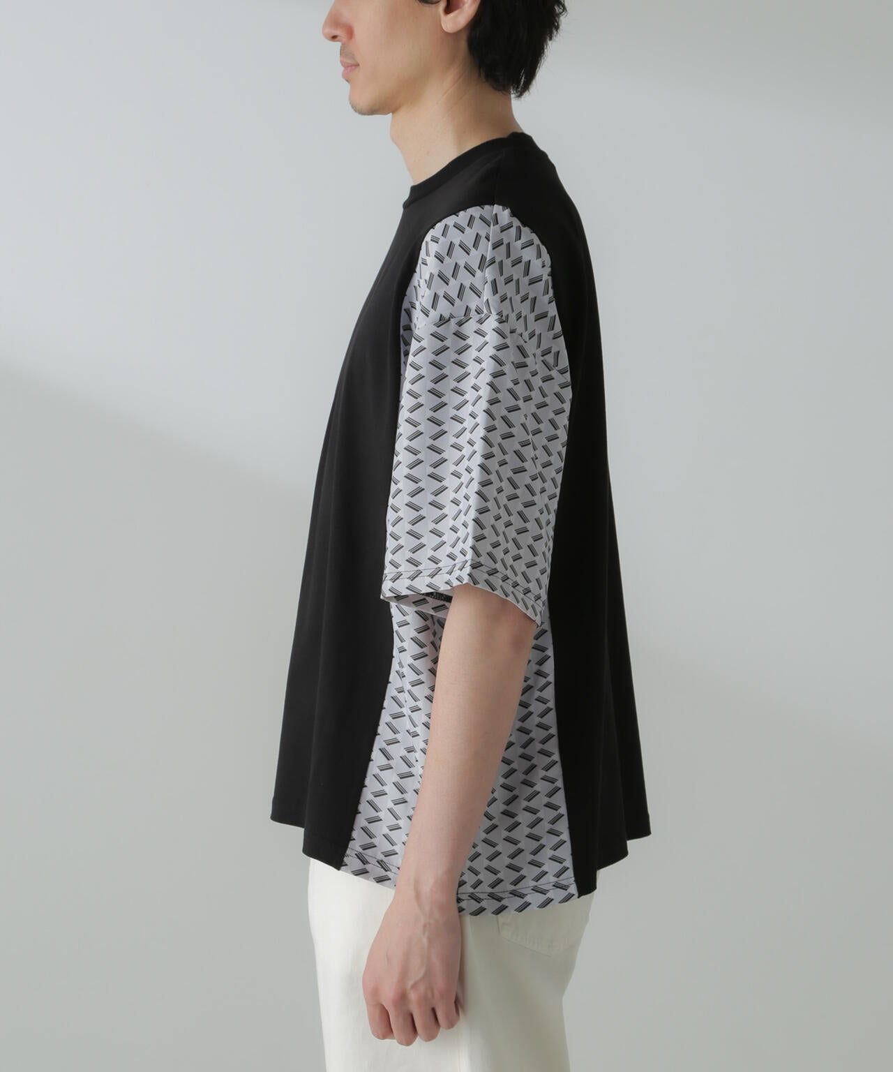 切り替えパターンTシャツ 半袖(セットアップ可）
