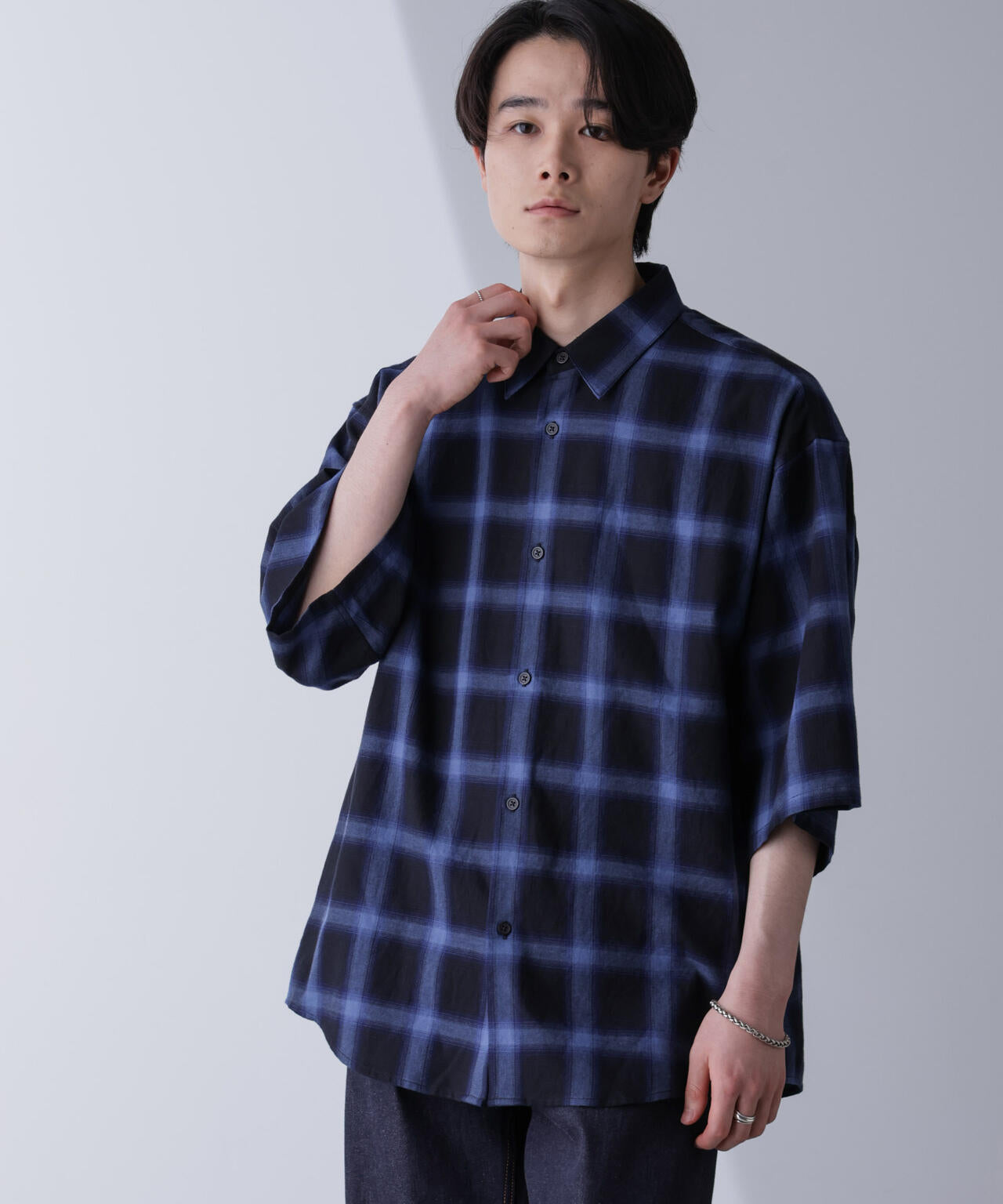 リラックスオンブレーチェックシャツ 半袖