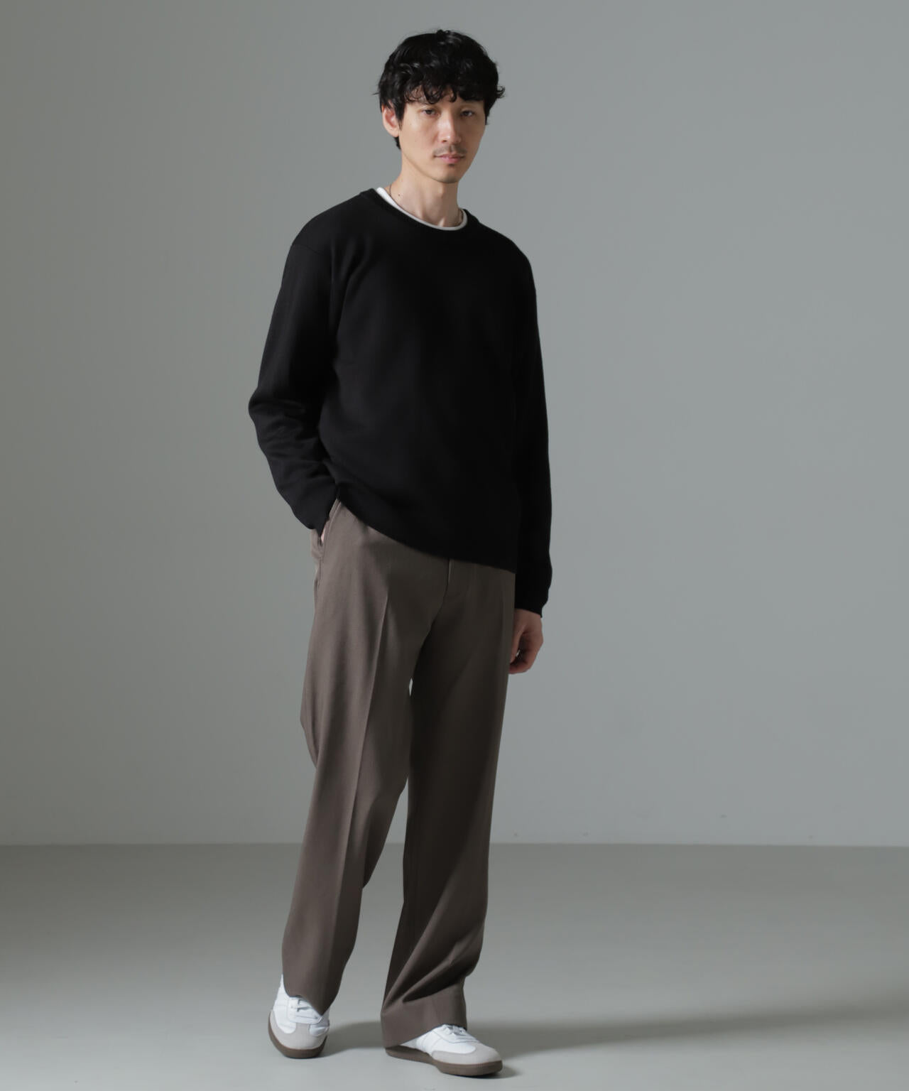 タスマニアミックス ミラノリブリラックスクルーネックニット