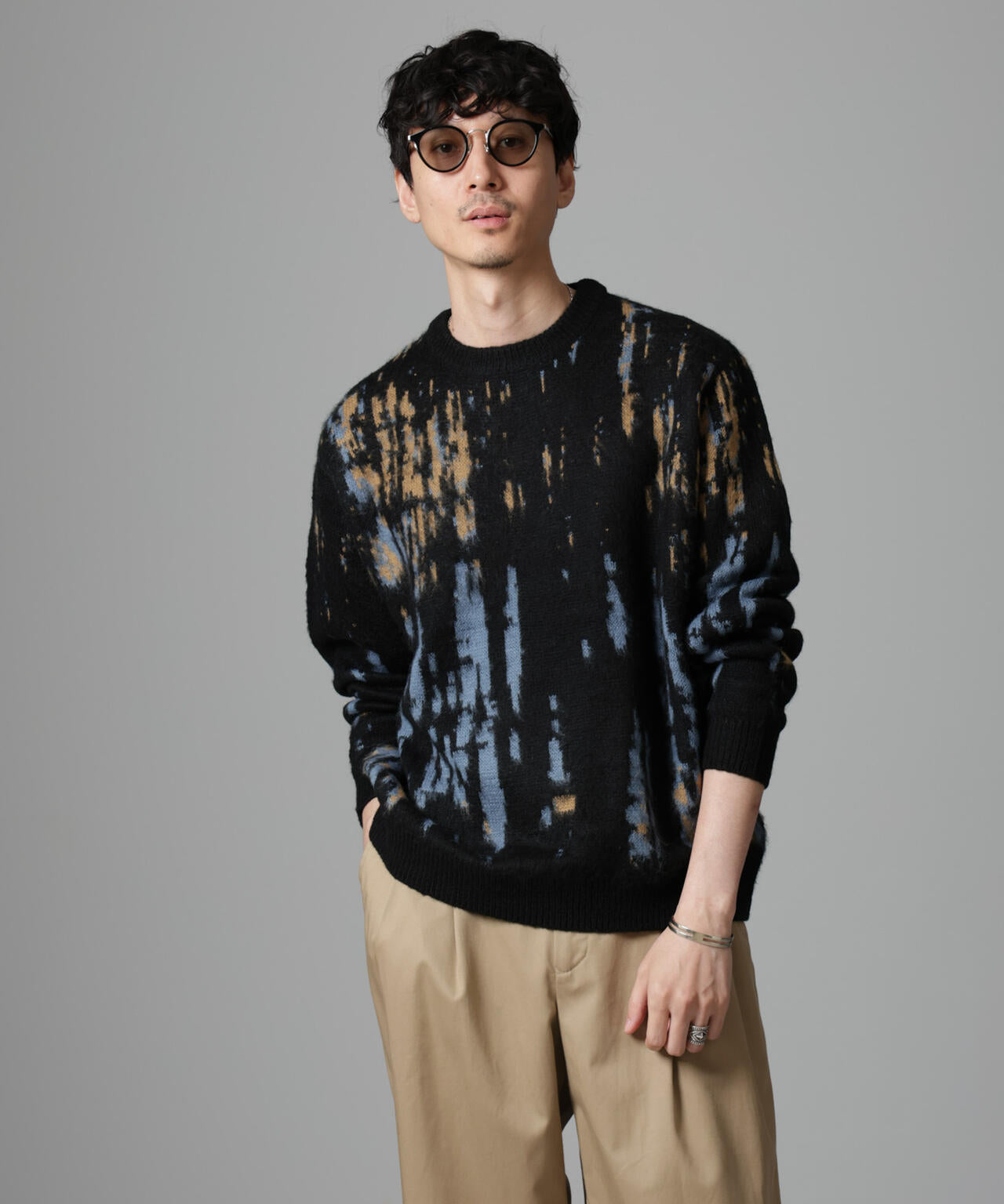 ペイントグラデーションモヘヤライクニット