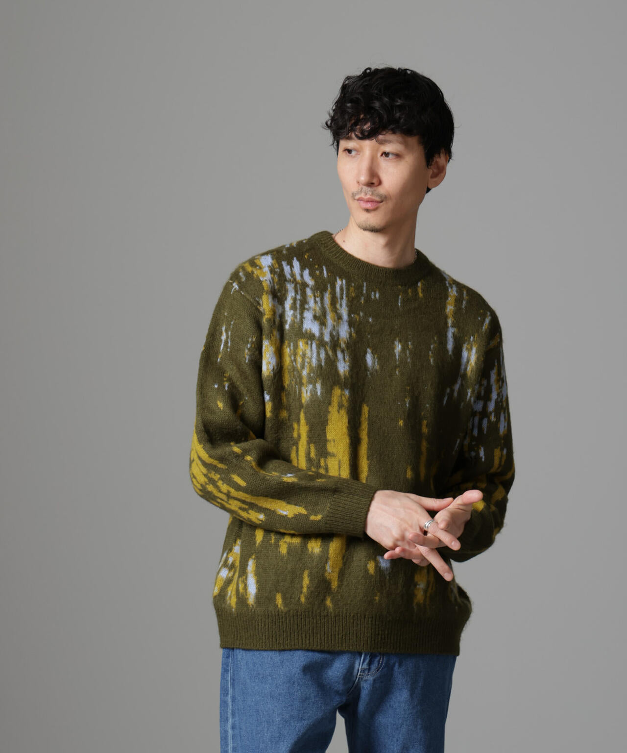ペイントグラデーションモヘヤライクニット