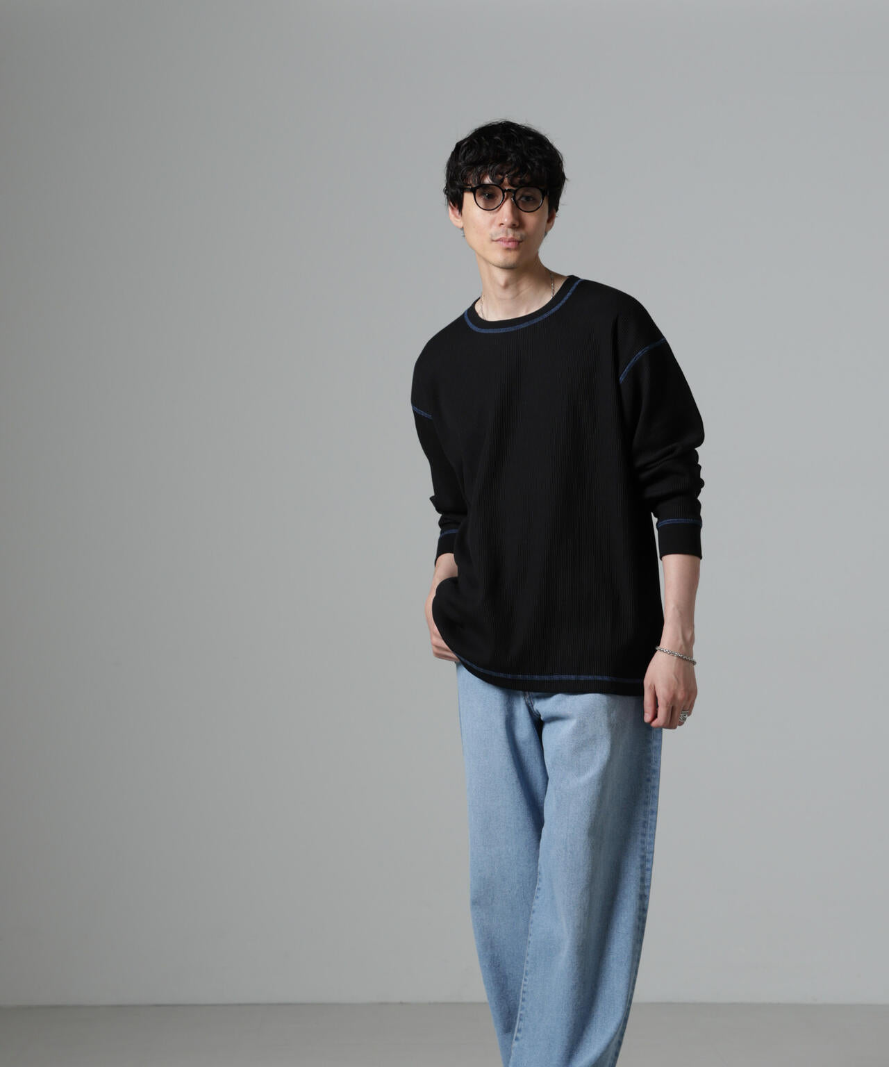 ステッチワッフルＴシャツ 長袖
