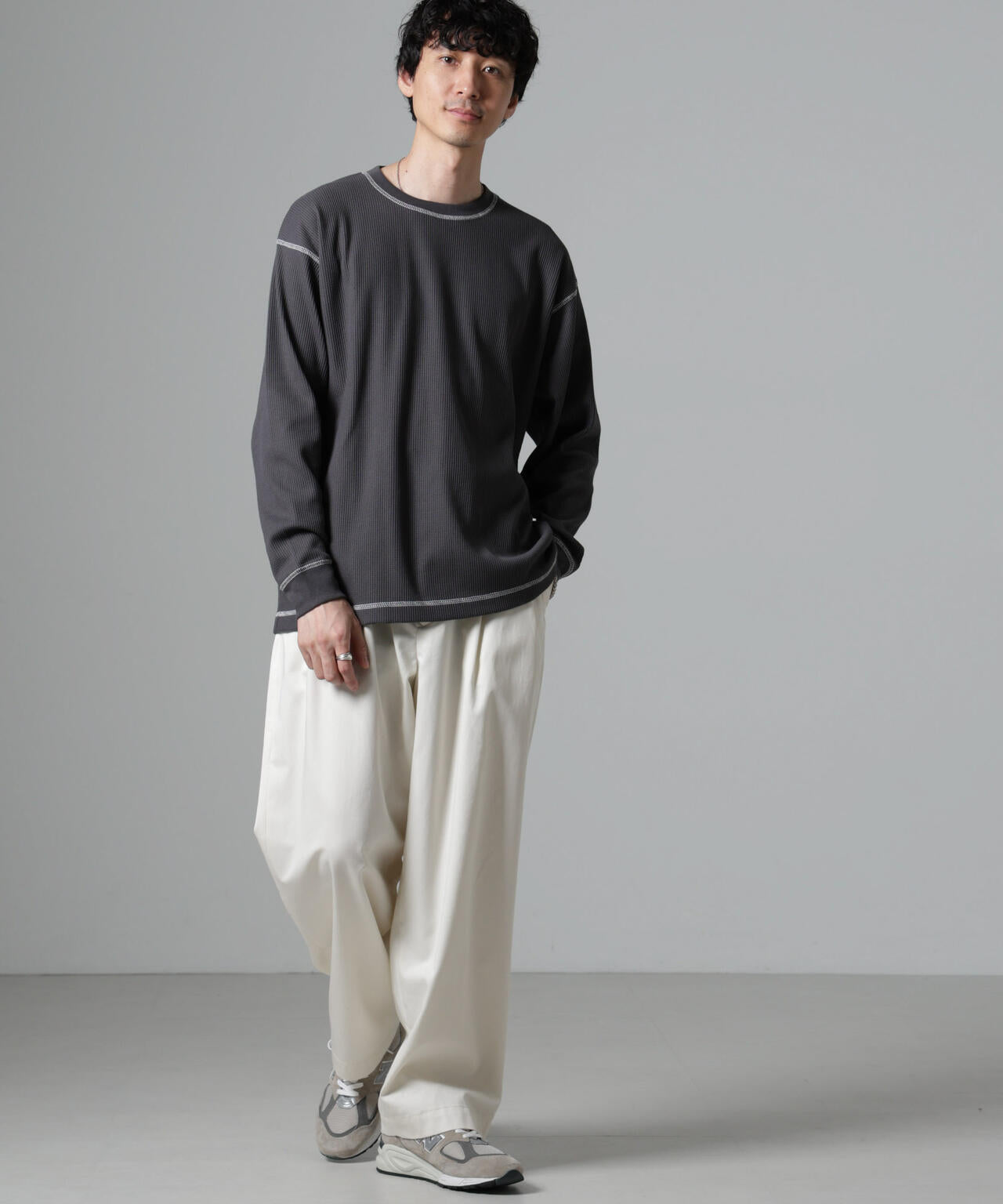 ステッチワッフルＴシャツ 長袖