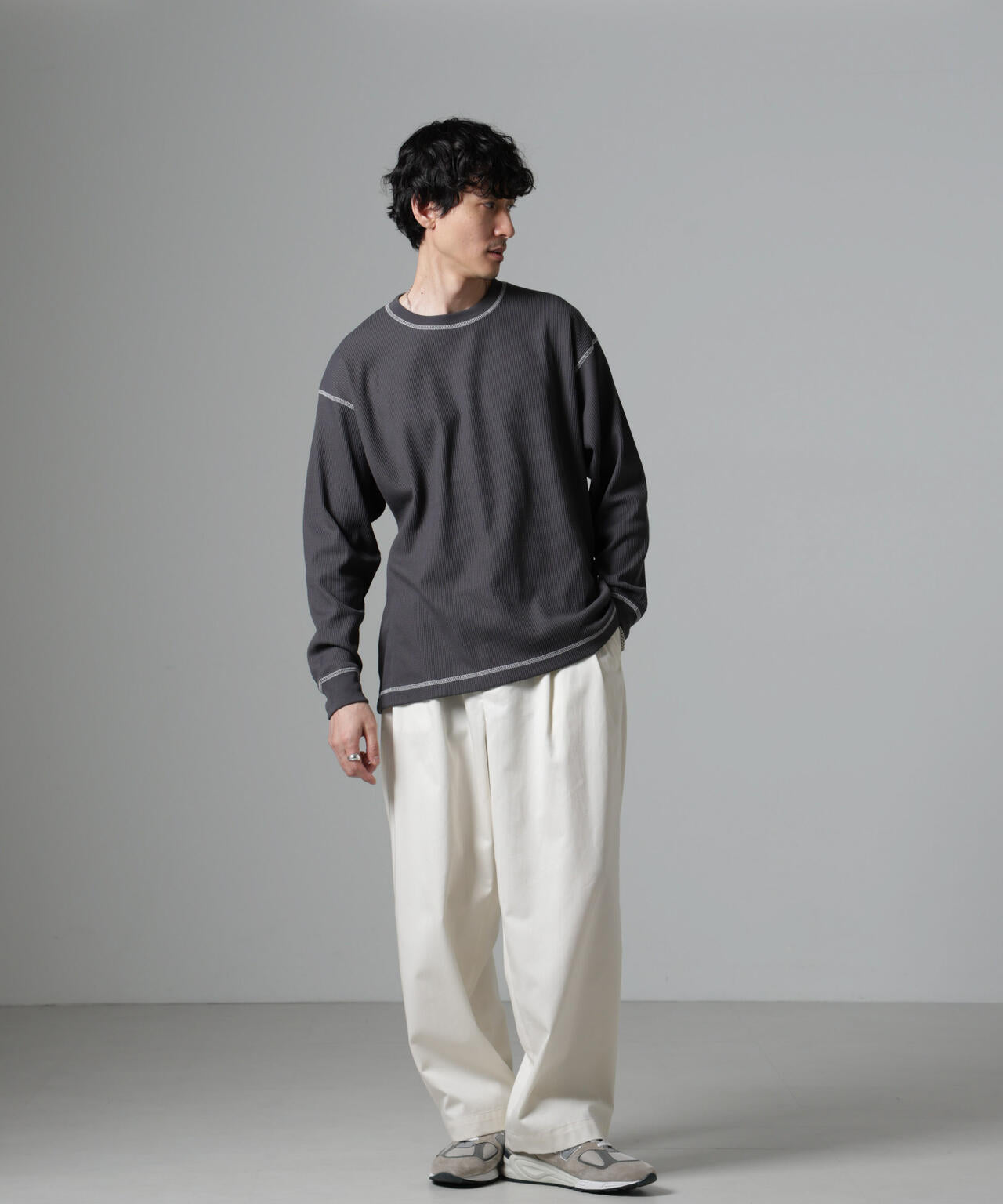 ステッチワッフルＴシャツ 長袖