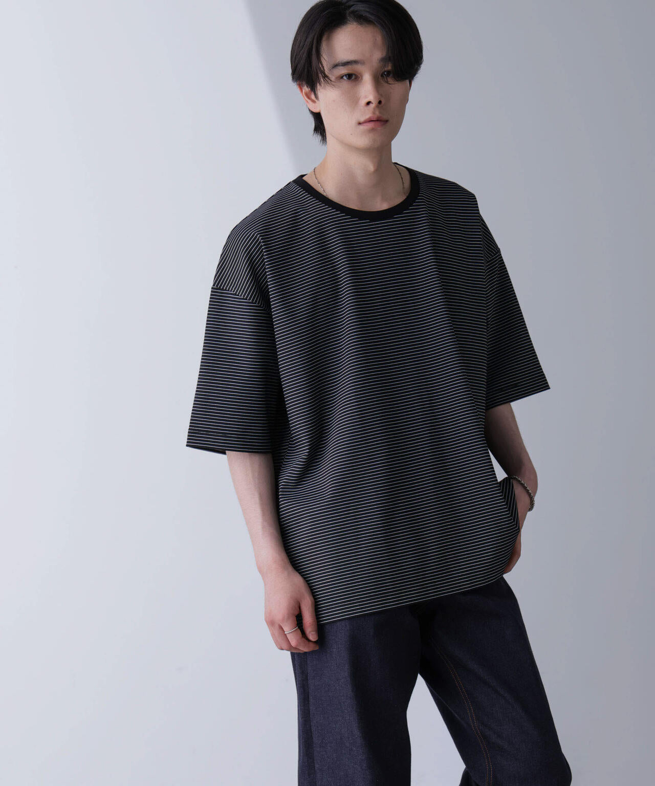 ビッグシルエットボーダーTシャツ 半袖