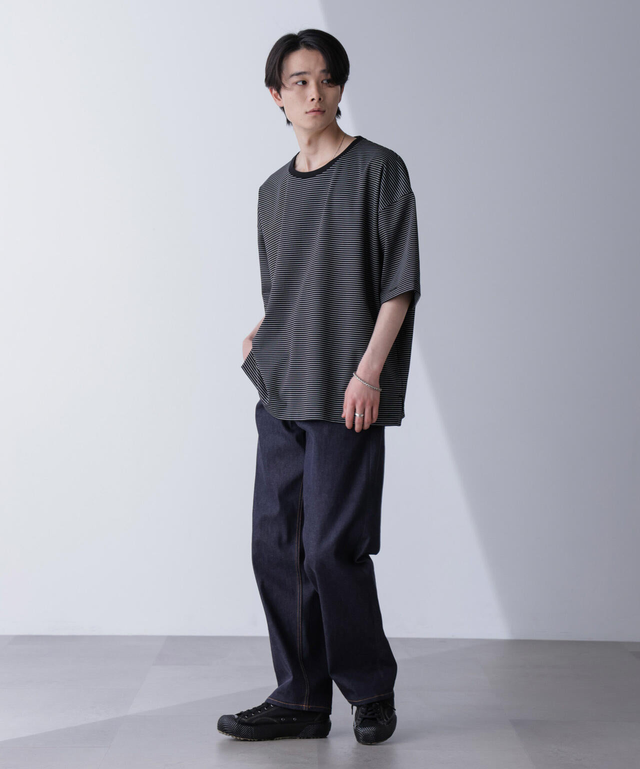 ビッグシルエットボーダーTシャツ 半袖