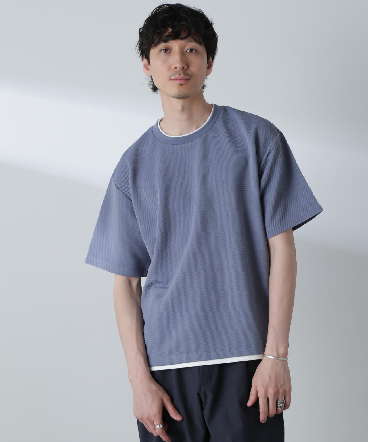 ガーターフェイクレイヤードTシャツ 半袖