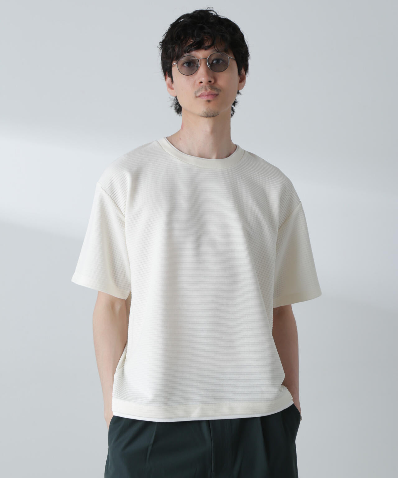 ガーターフェイクレイヤードTシャツ 半袖