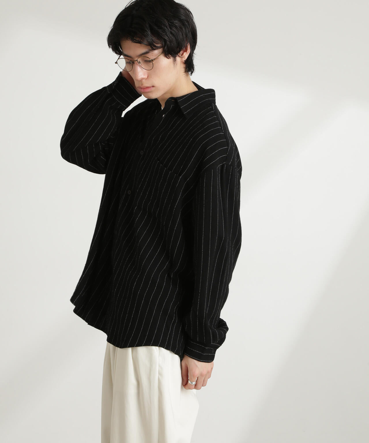 WEB限定/ピンストライプレギュラーカラーシャツ 長袖