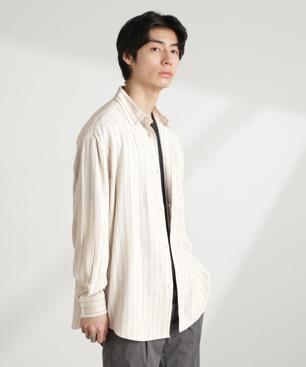 WEB限定/ピンストライプレギュラーカラーシャツ 長袖