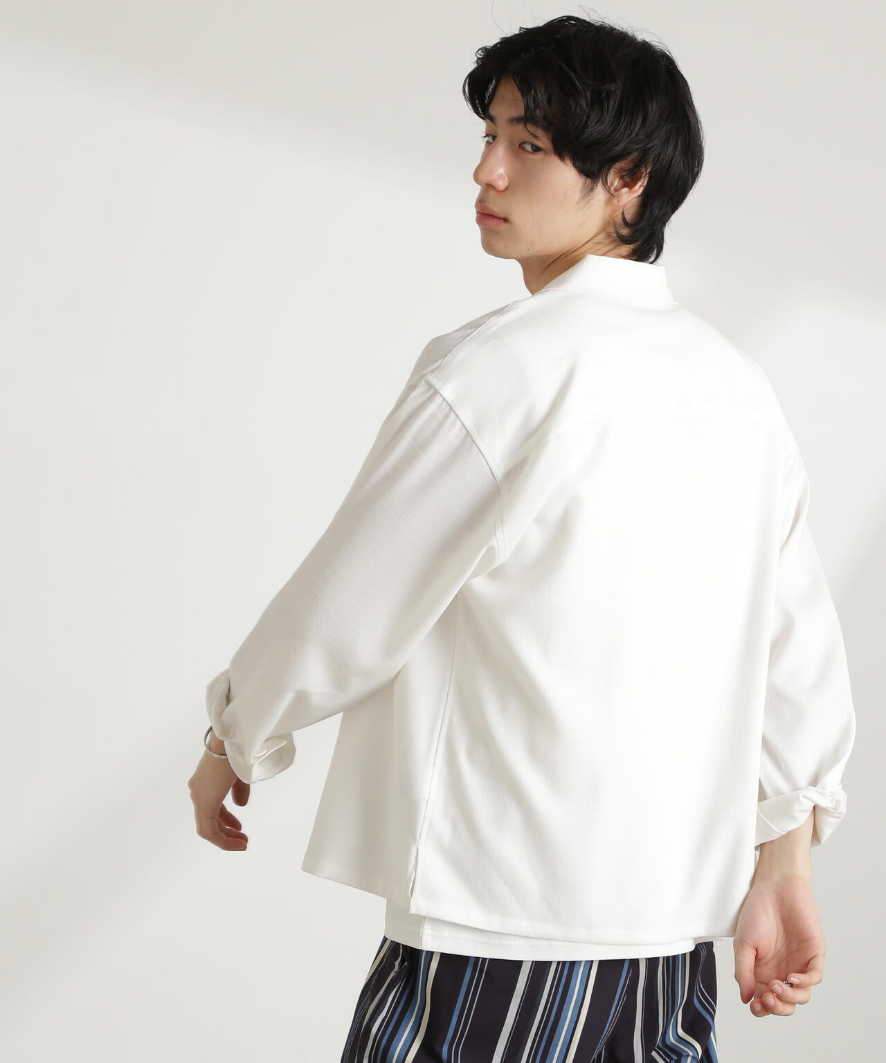 WEB限定/リネンライク開襟シャツ 長袖