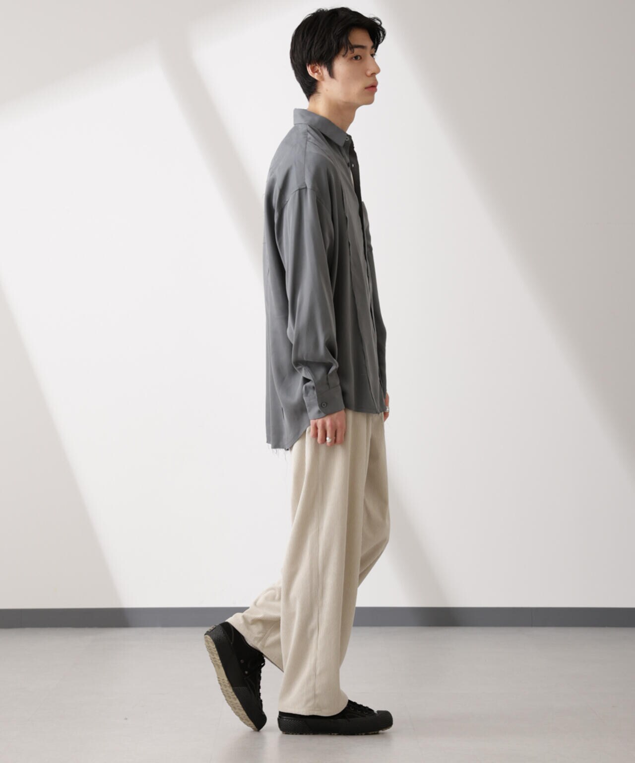 カットオフワイドドレープシャツ 長袖