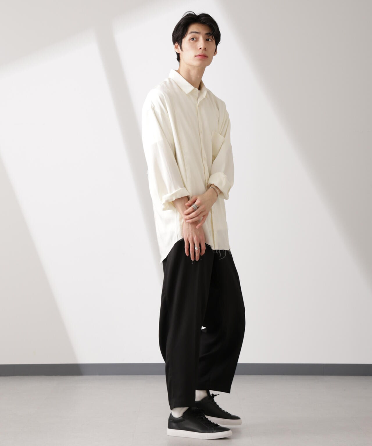 カットオフワイドドレープシャツ 長袖