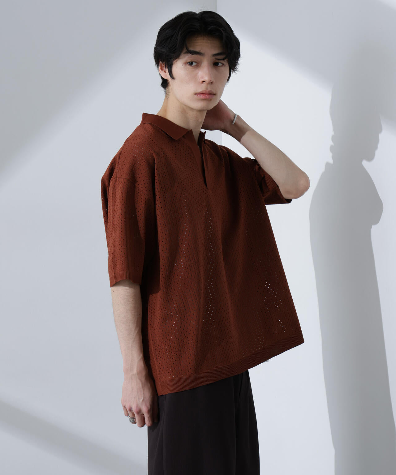スキッパーテックニットポロシャツ/半袖