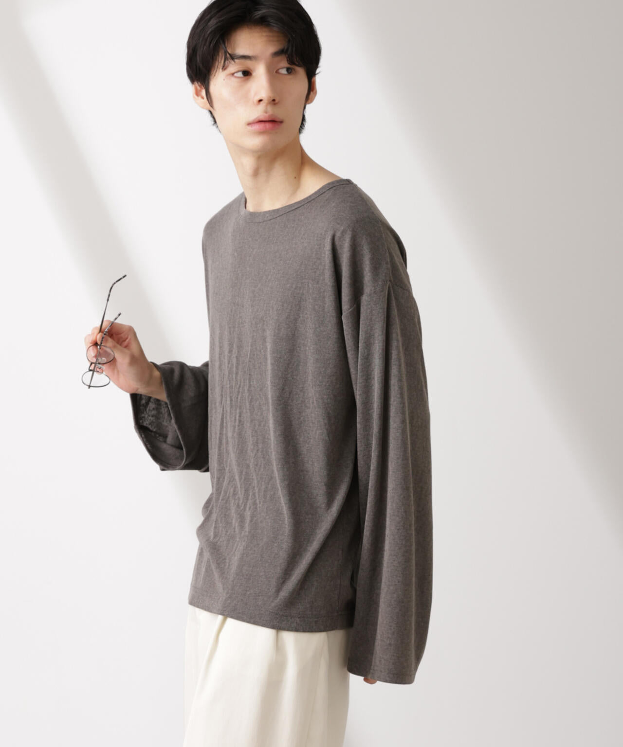 WEB限定/セミシアークルーネックプルオーバー 長袖