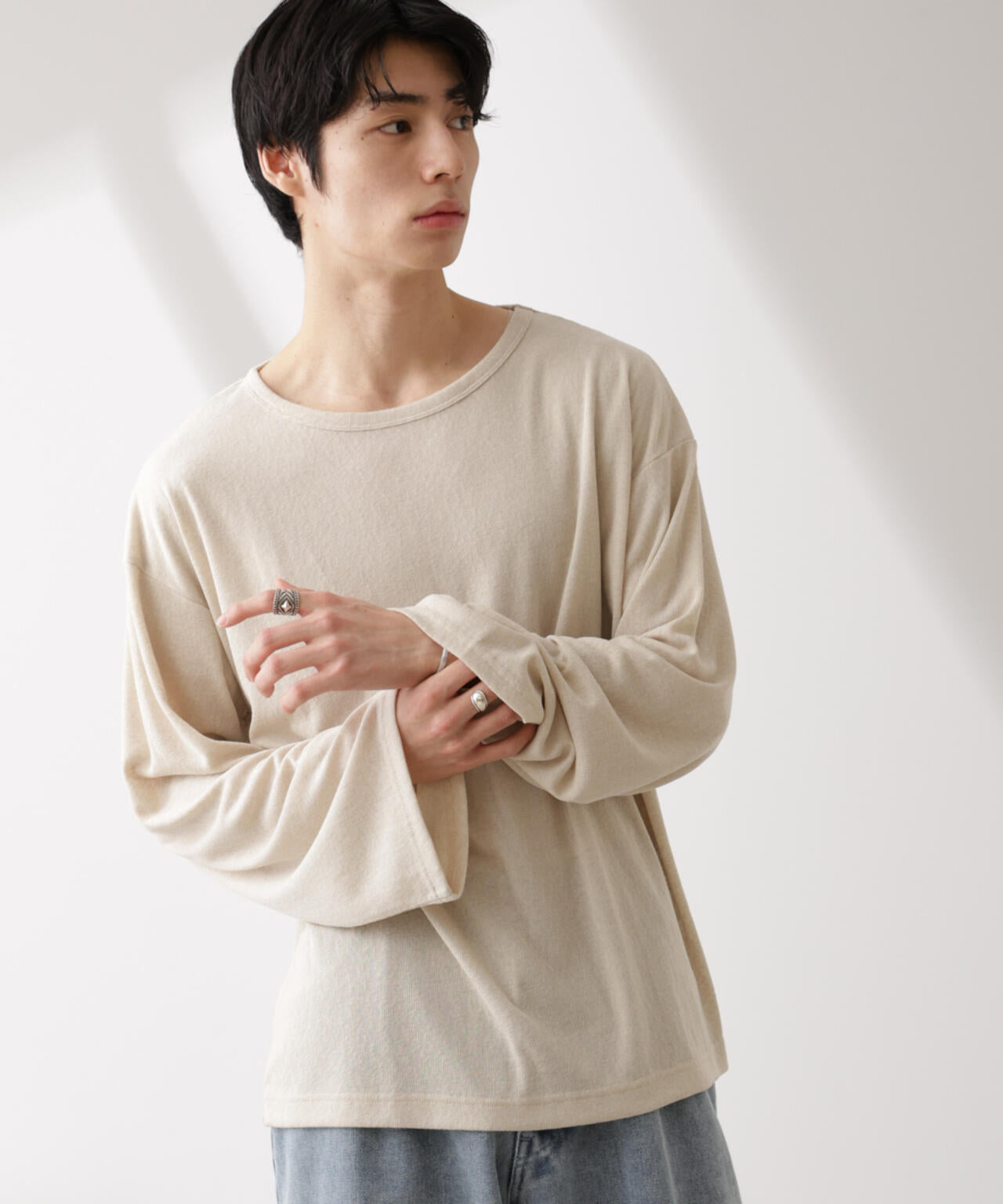 WEB限定/セミシアークルーネックプルオーバー 長袖