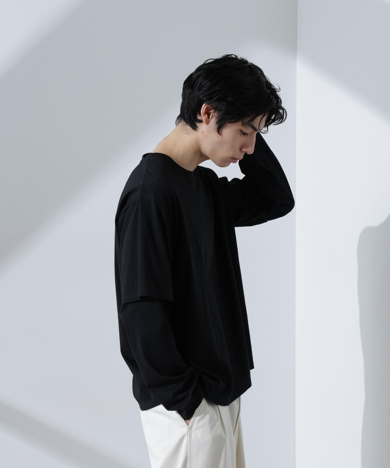 フェイクレイヤードTシャツ 長袖