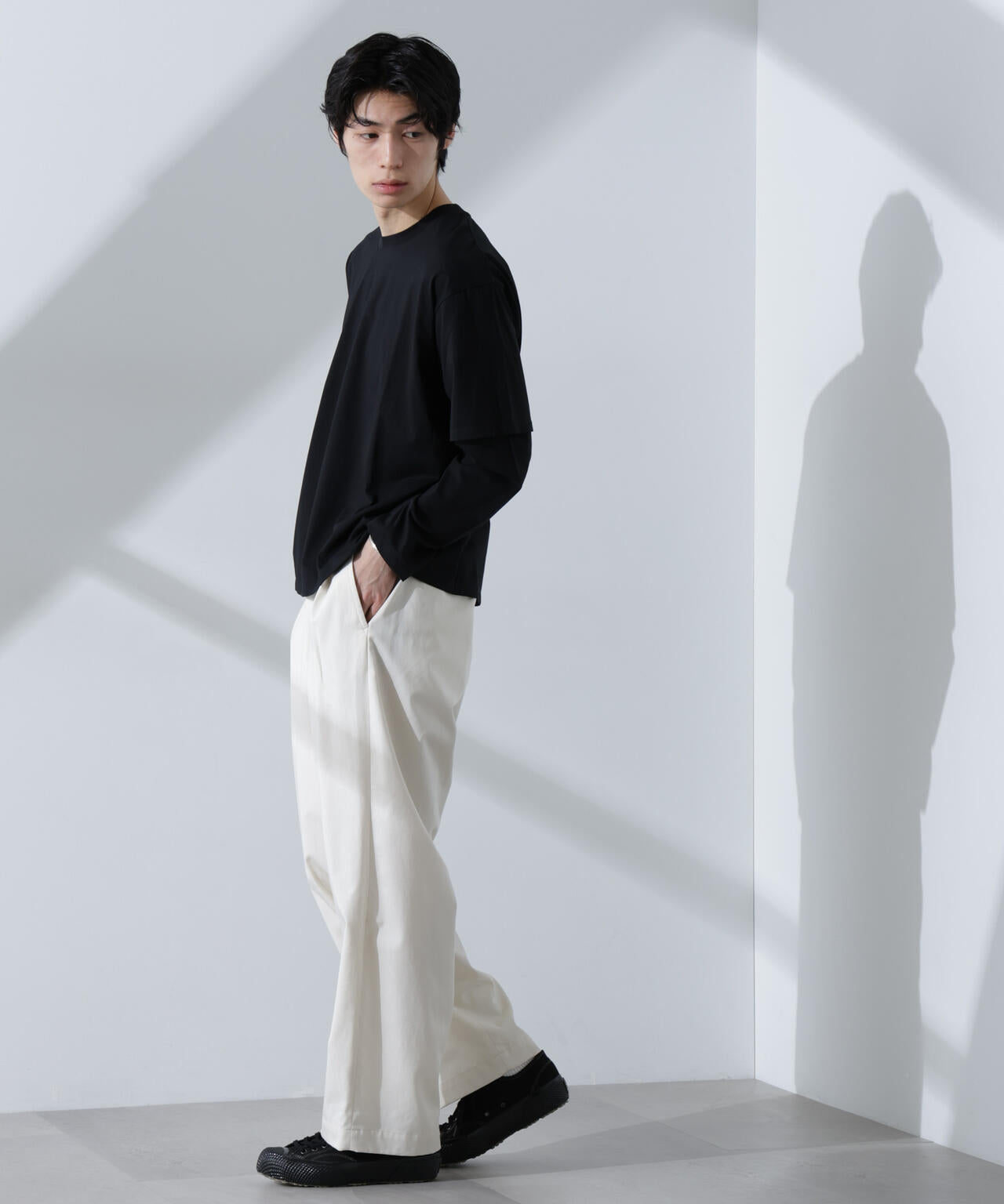 フェイクレイヤードTシャツ 長袖