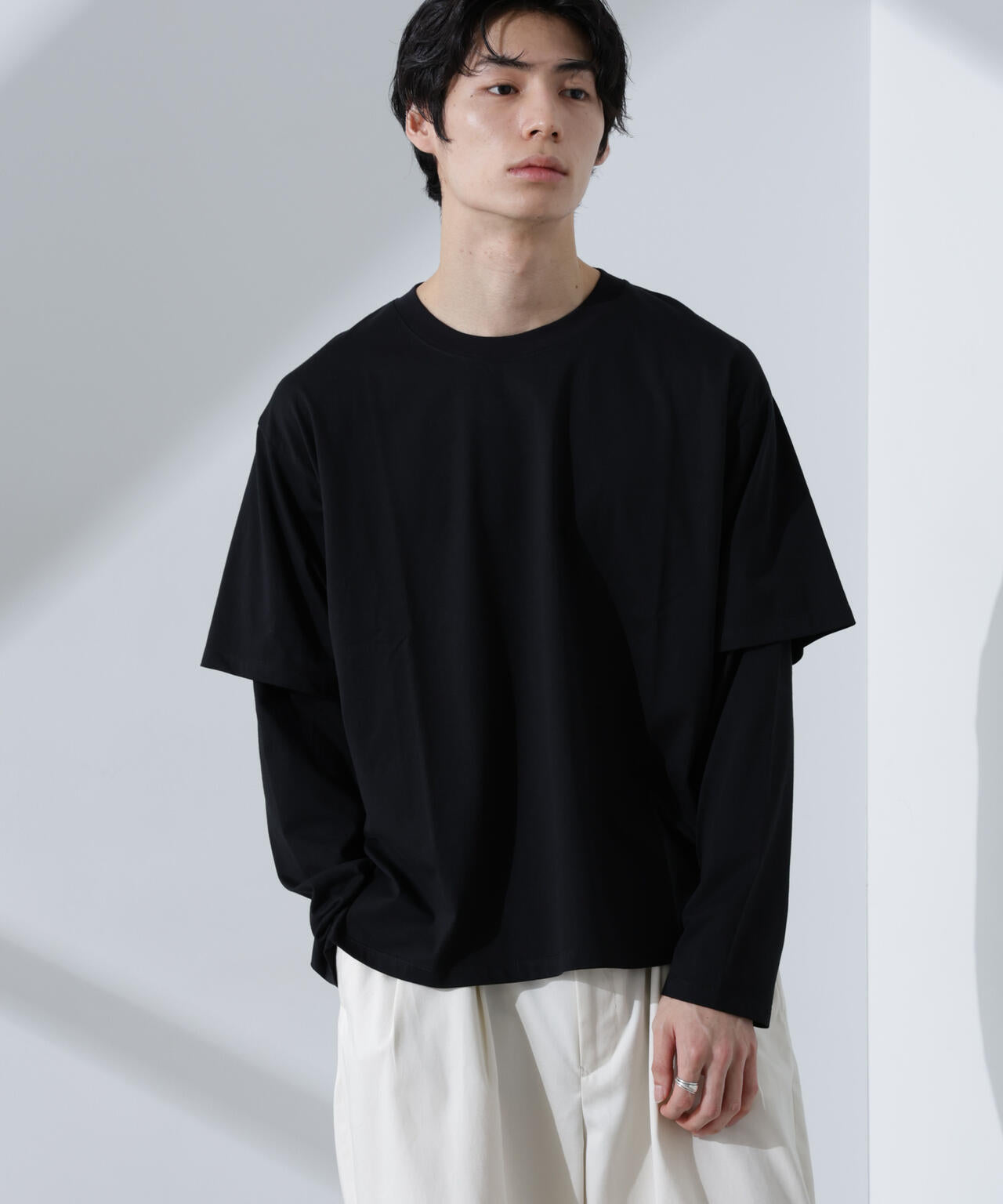 フェイクレイヤードTシャツ 長袖