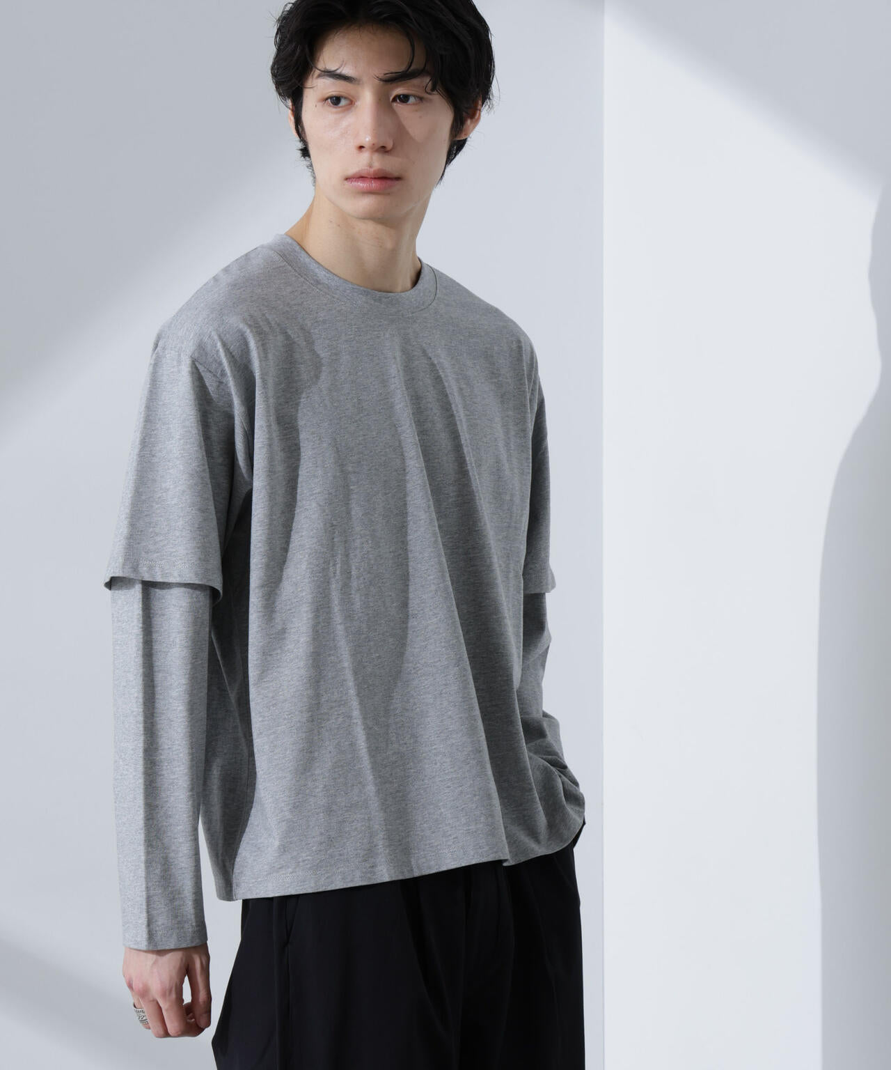 フェイクレイヤードTシャツ 長袖