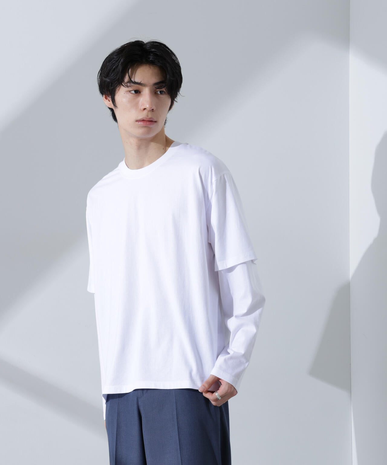 フェイクレイヤードTシャツ 長袖