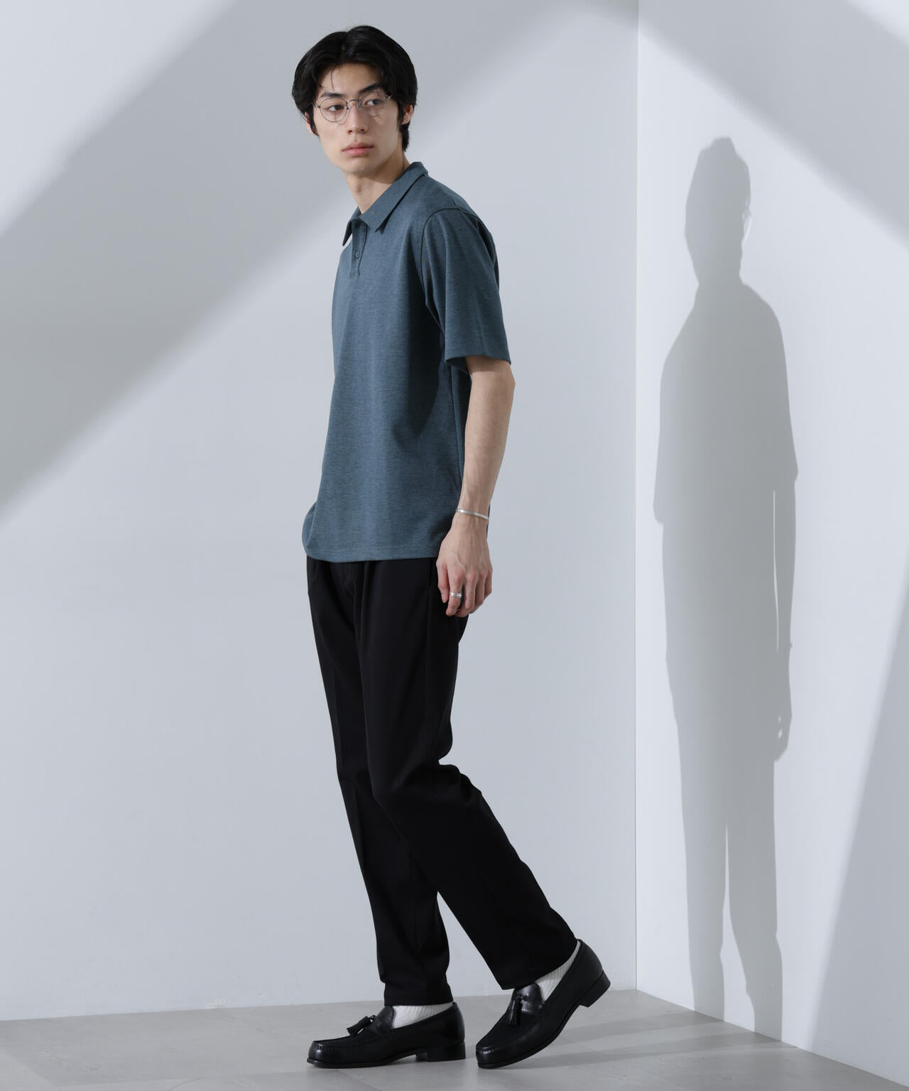 Pe/Ry鹿の子ポロシャツ 半袖