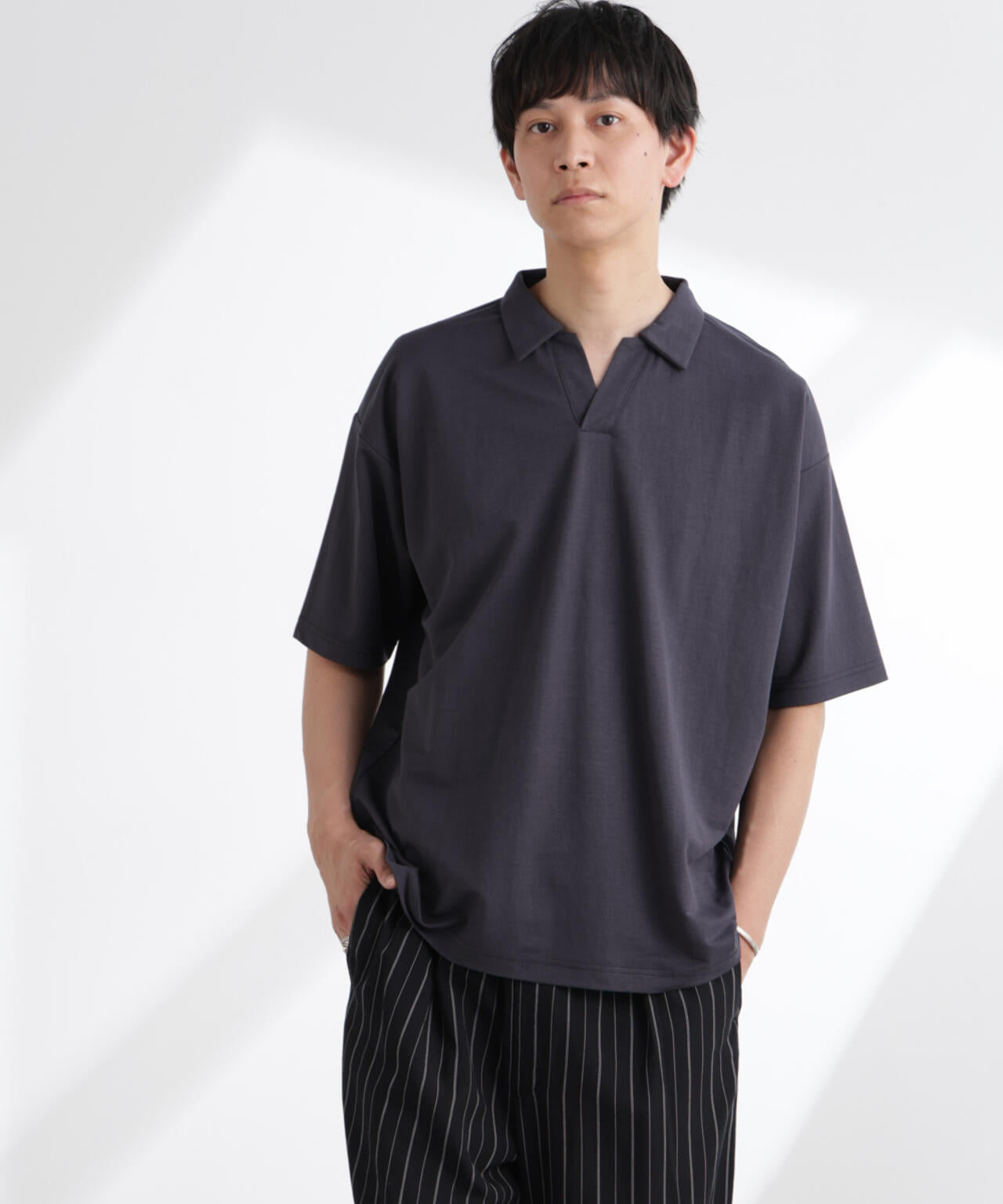 レーヨンナイロンポンチスキッパーシャツ 半袖