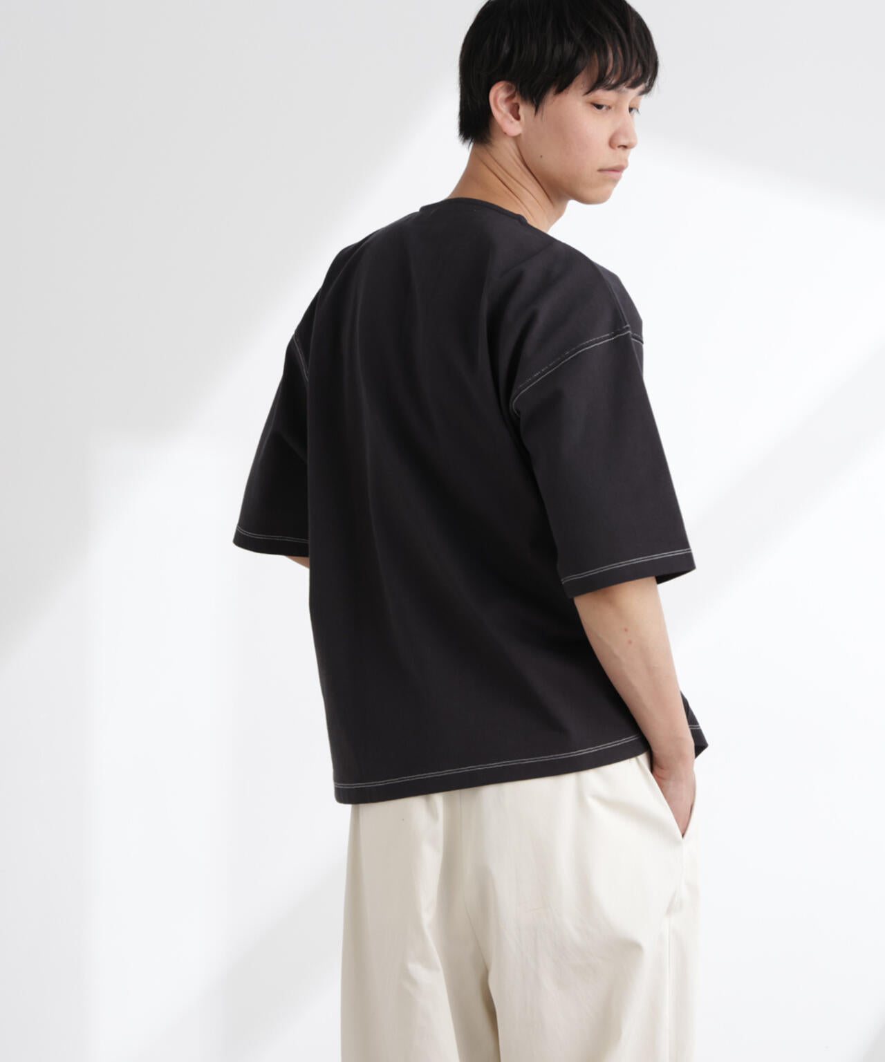 ヘビーオンスワイドヘンリーネックTシャツ 半袖