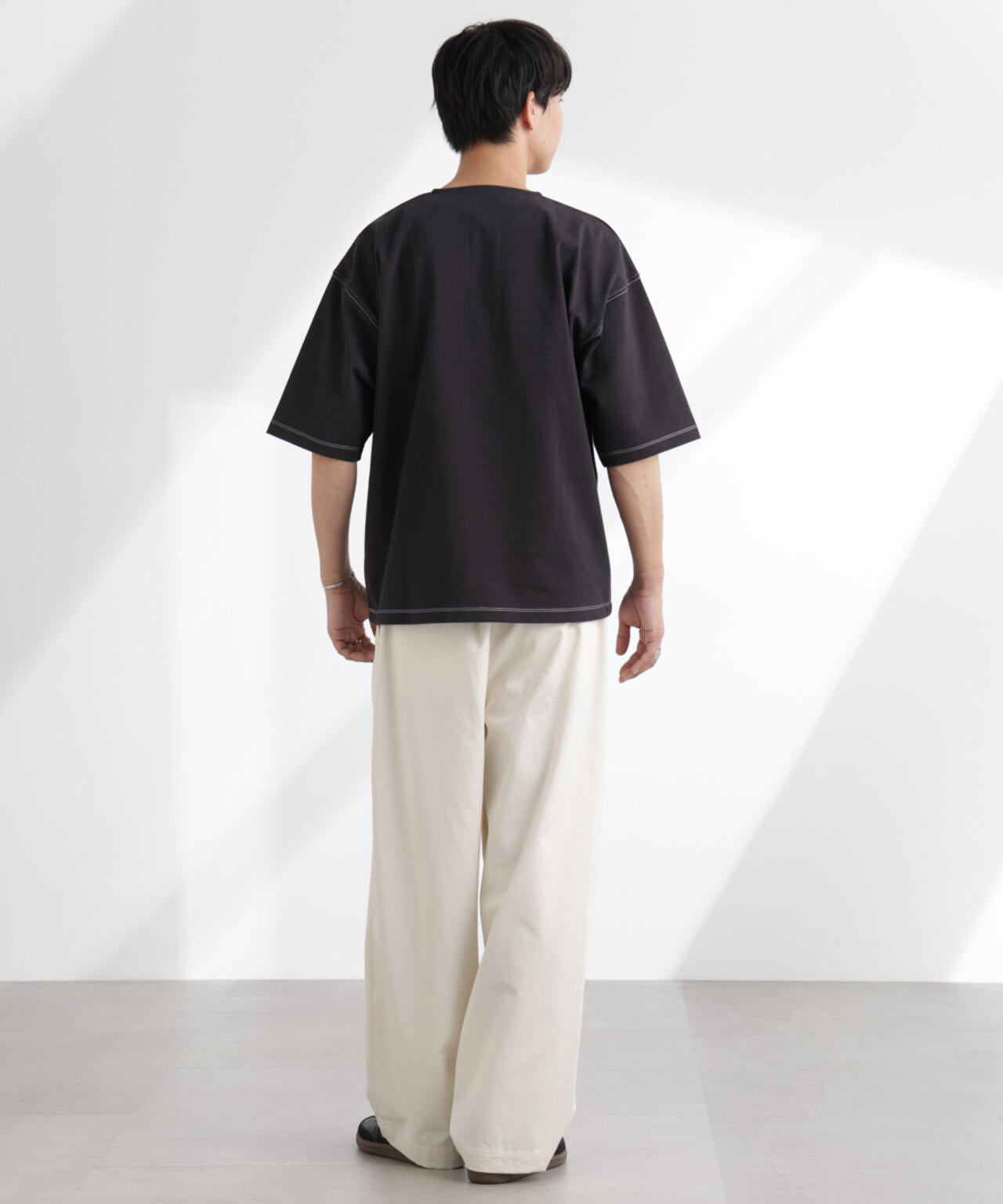ヘビーオンスワイドヘンリーネックTシャツ 半袖